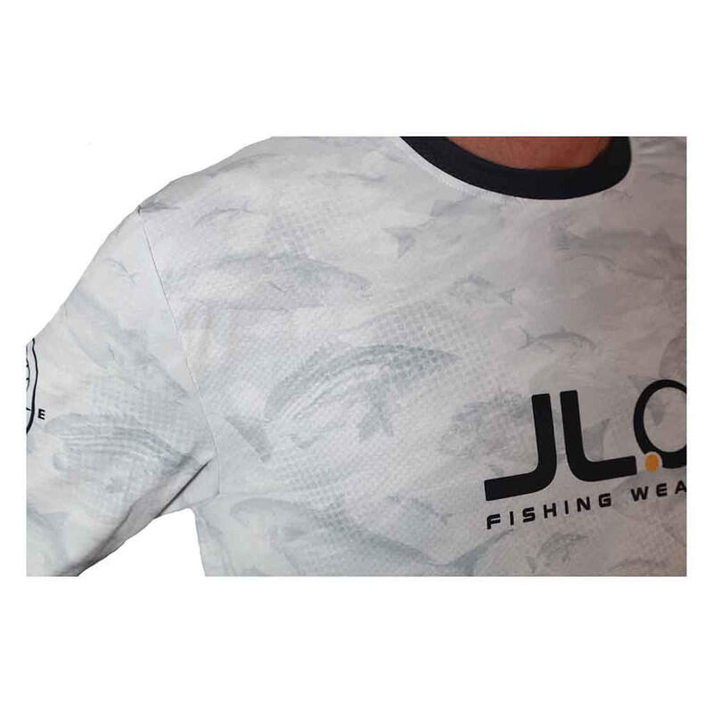 Camiseta Pesca Hombre Fish Camo JLC Blanca Manga Larga 5/6