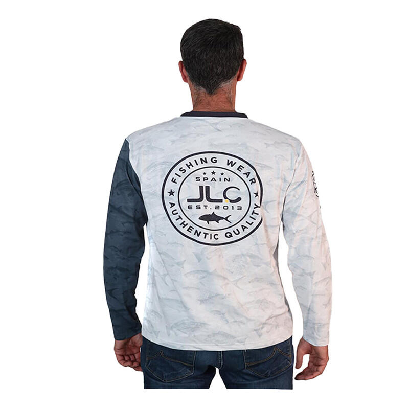 Camiseta Pesca Hombre Fish Camo JLC Blanca Manga Larga 2/6