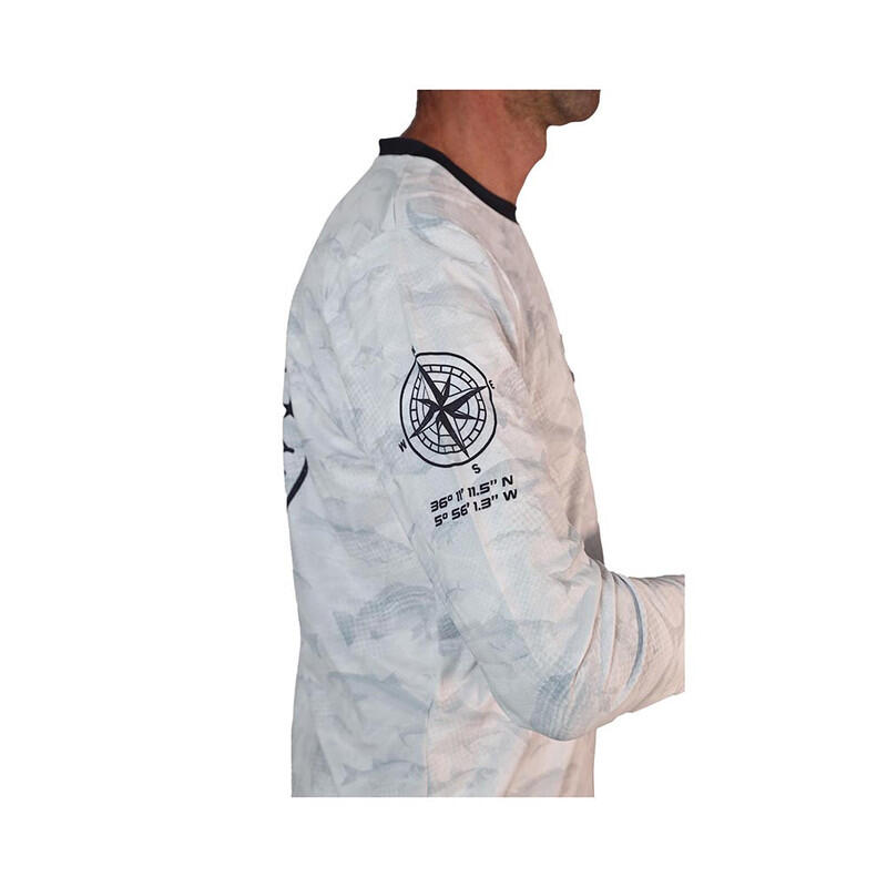 Camiseta Pesca Hombre Fish Camo JLC Blanca Manga Larga 4/6