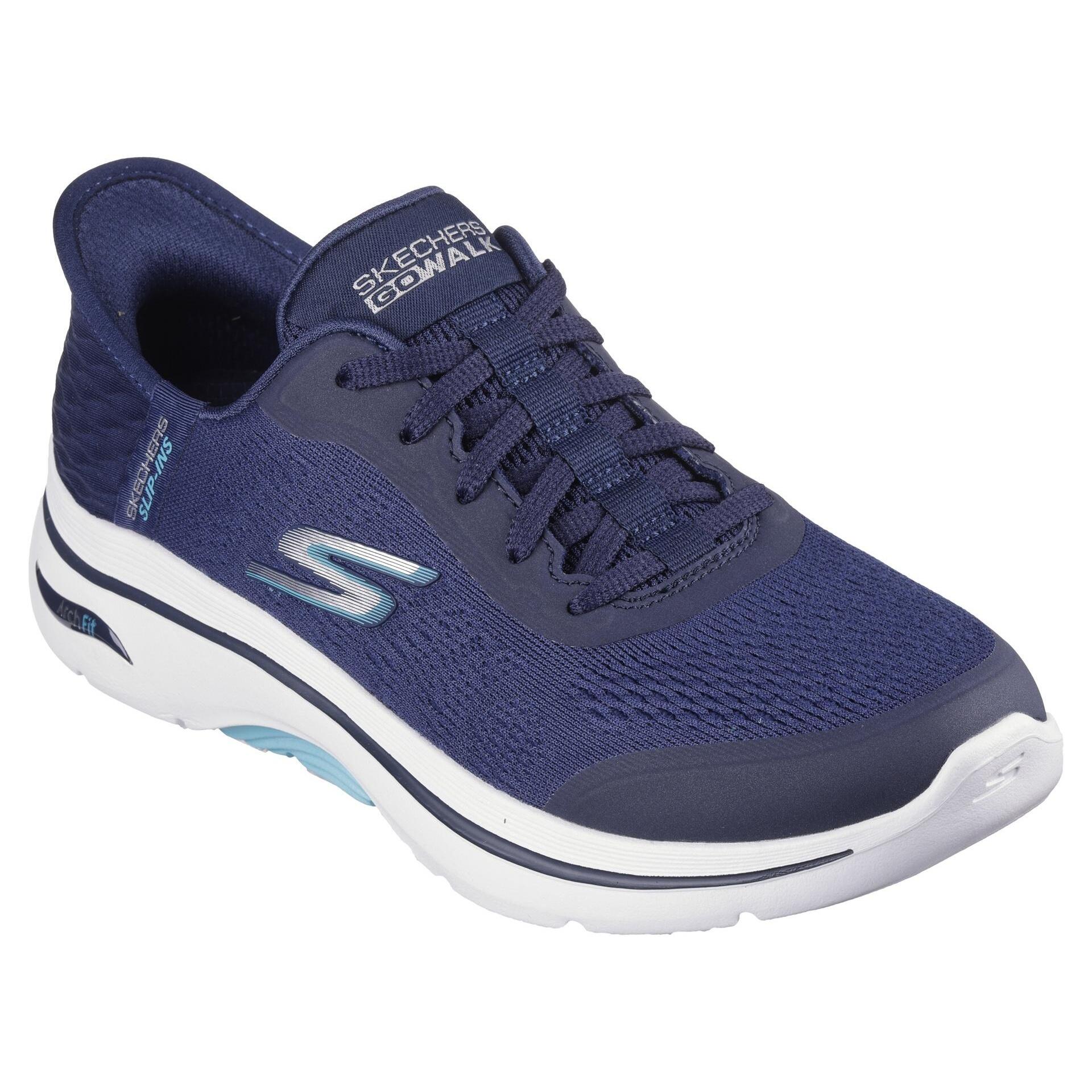 Womens/Ladies Go Walk 2.0 Slipon Arch Fit Trainers (Navy/Aqua) SKECHERS