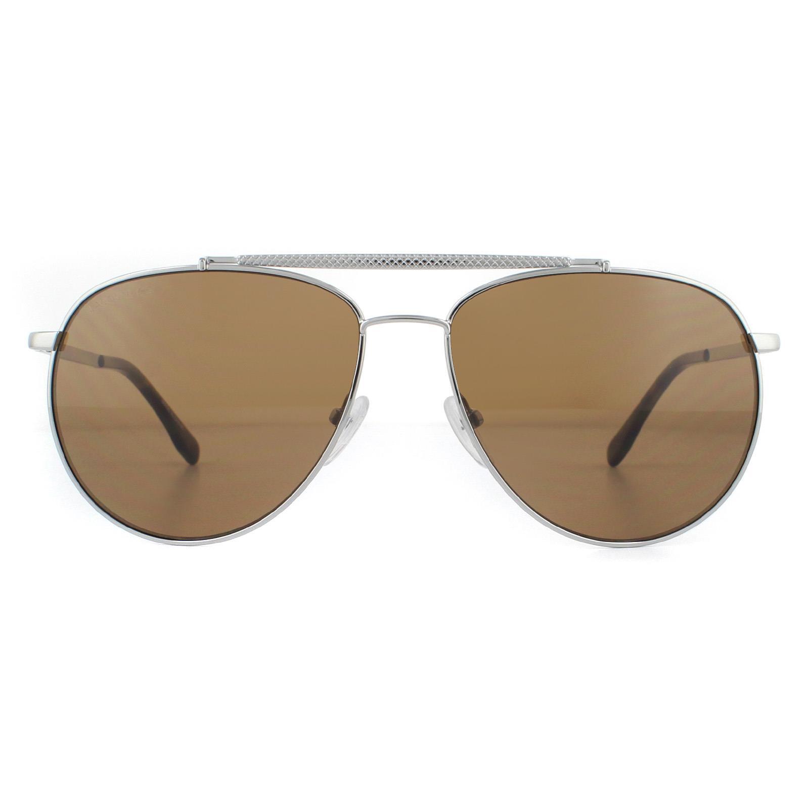 Lacoste Aviator Mens Gunmetal Brown Sunglasses 1/4