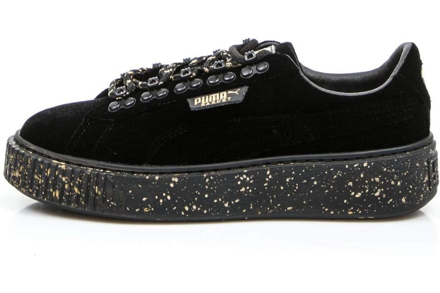 Damen Puma Basket Platform Velvet Turnschuhe Sportschuhe 2/5