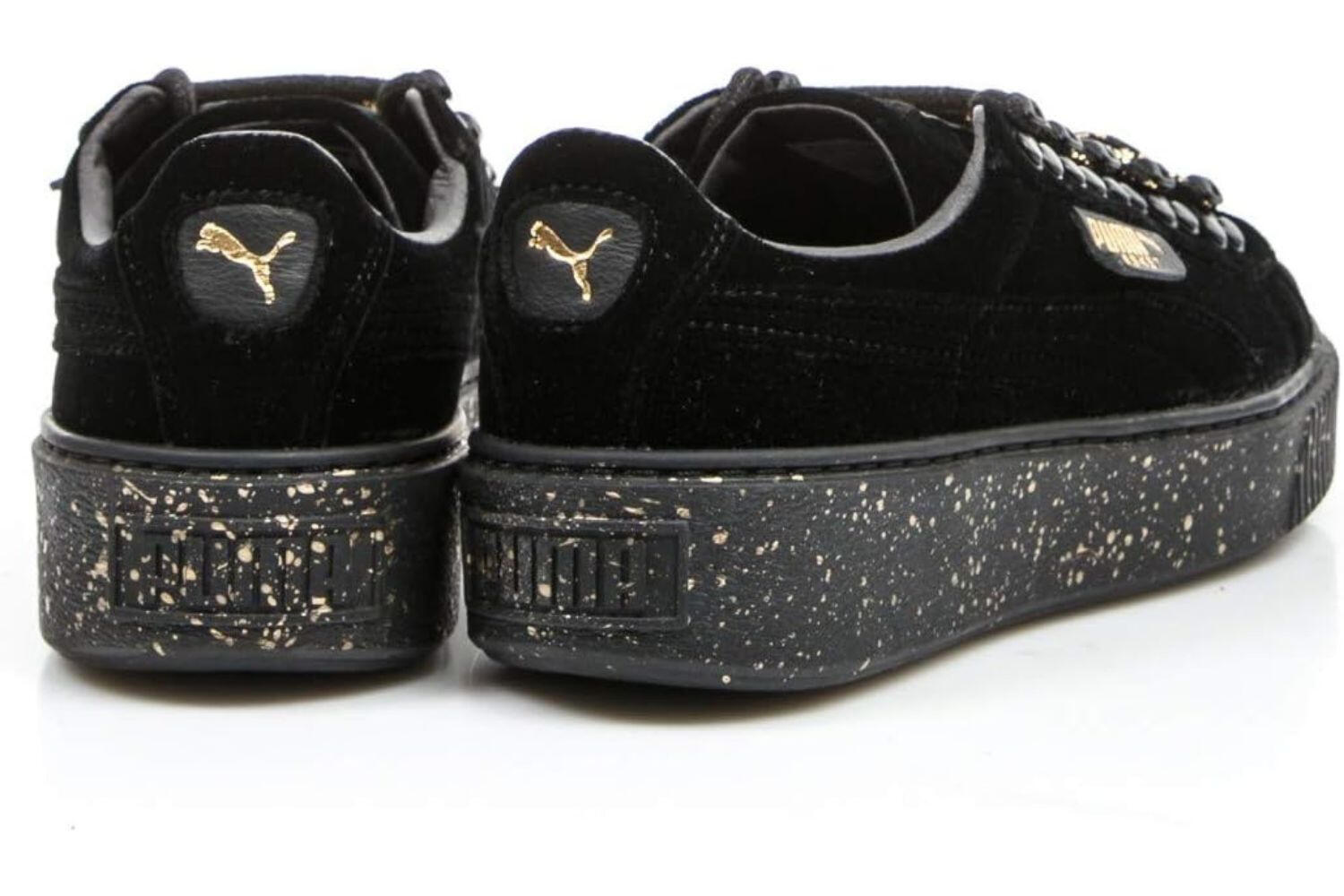 Damen Puma Basket Platform Velvet Turnschuhe Sportschuhe 4/5