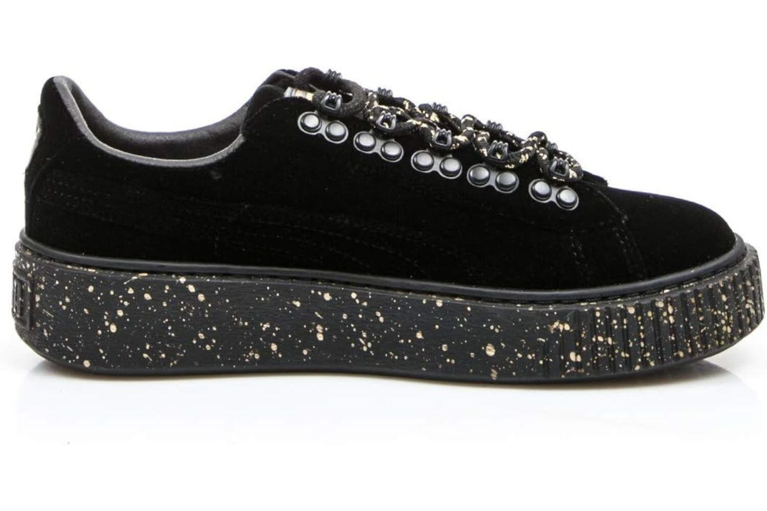 Damen Puma Basket Platform Velvet Turnschuhe Sportschuhe 3/5