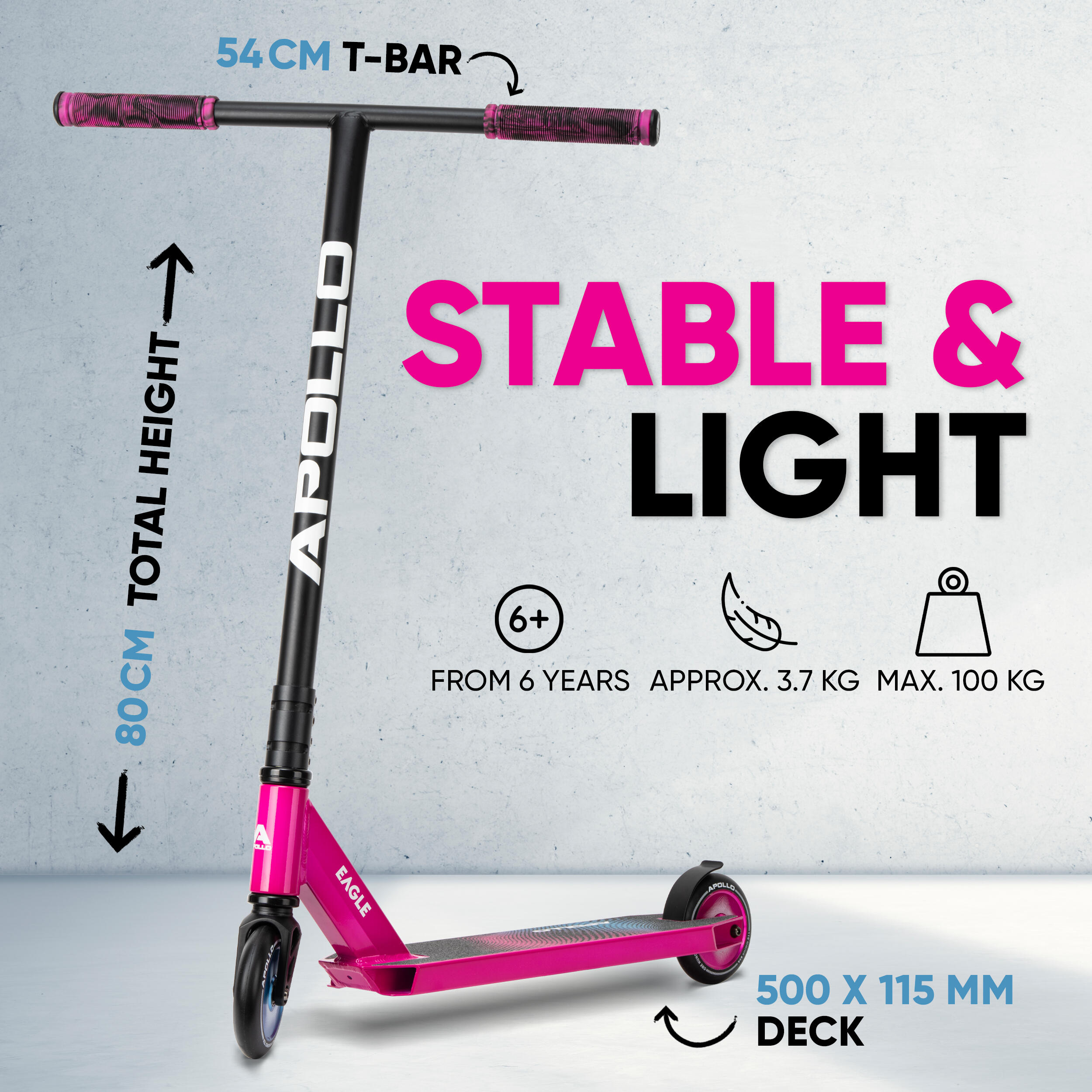 Stunt Scooter 'Eagle' - geanodiseerde pro stuntroller met ABEC 9 kogellagers 4/7