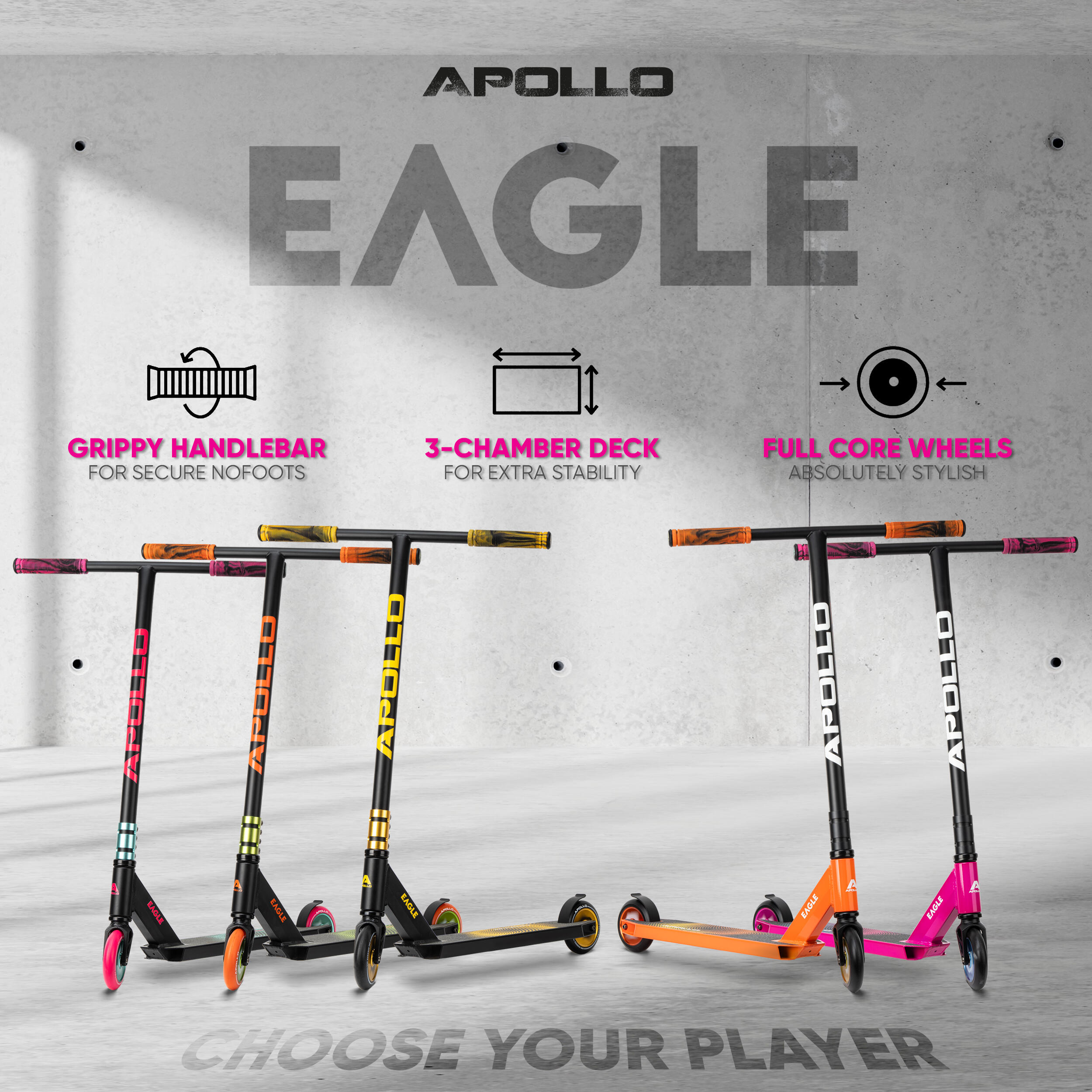 Stunt Scooter 'Eagle' - geanodiseerde pro stuntroller met ABEC 9 kogellagers 6/7