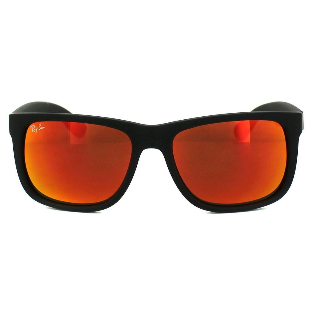 Ray-Ban Rectangle Mens Rubber Black Red Mirror Sunglasses
