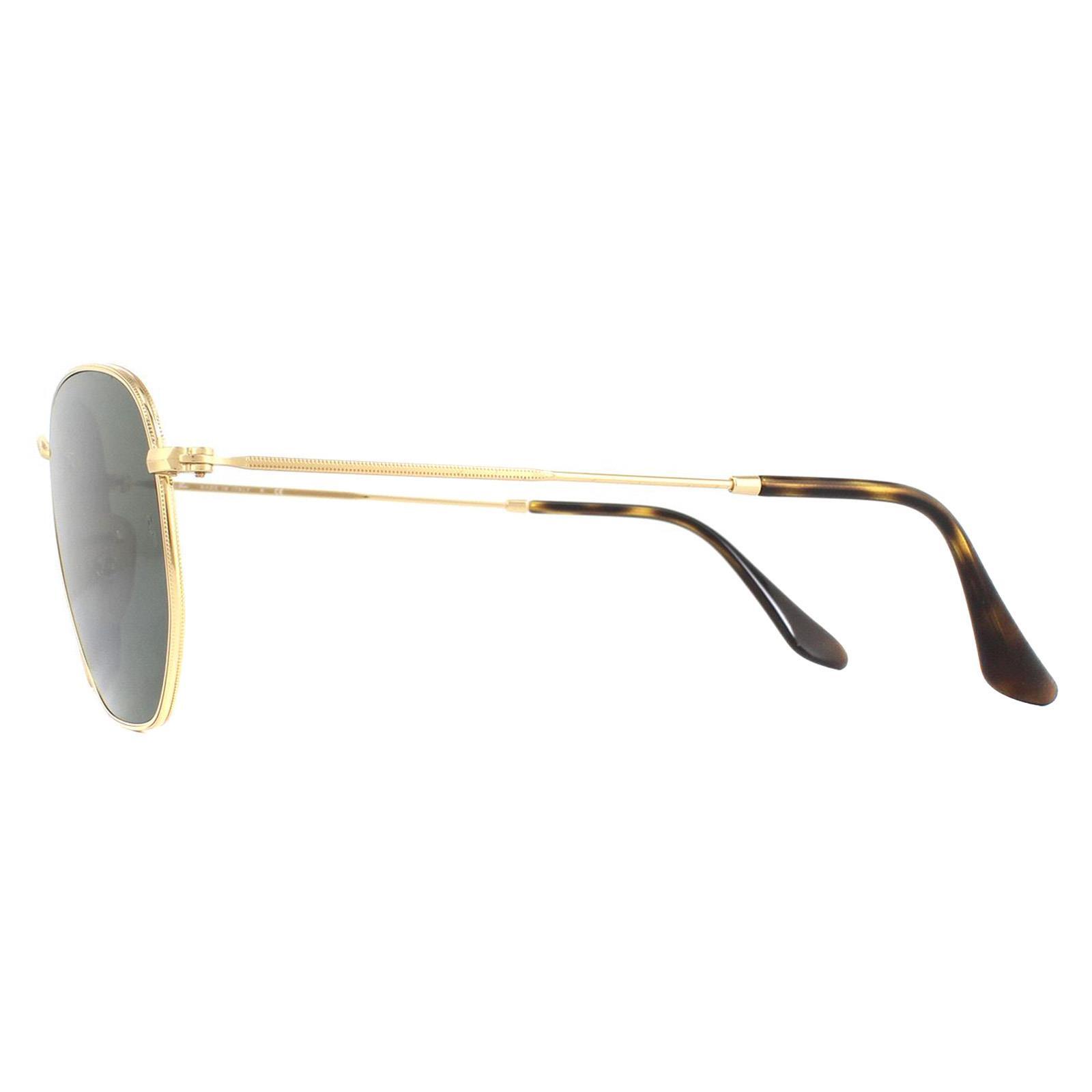Ray-Ban Square Unisex Gold Green Sunglasses 3/4