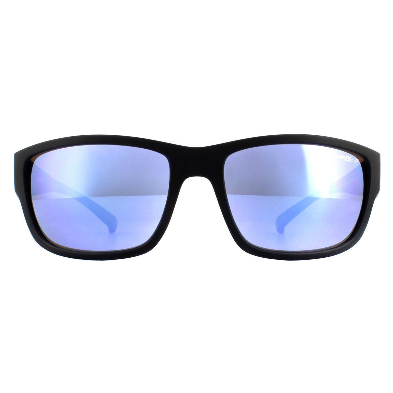 ARNETTE Arnette Rectangle Mens Matte Black Dark Grey Mirror Water Sunglasses