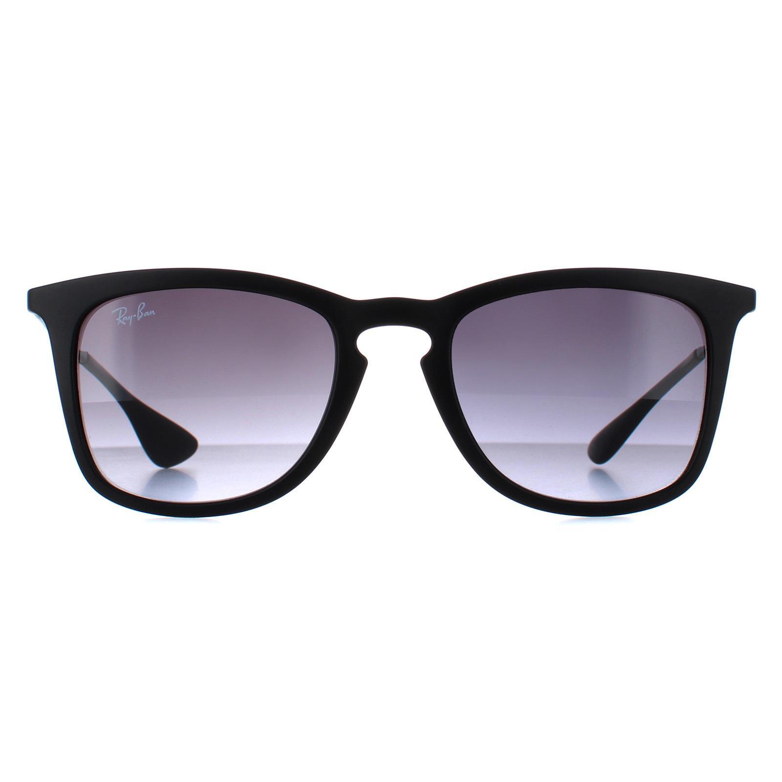 Ray-Ban Rectangle Unisex Black Rubber Grey Gradient Sunglasses 1/4
