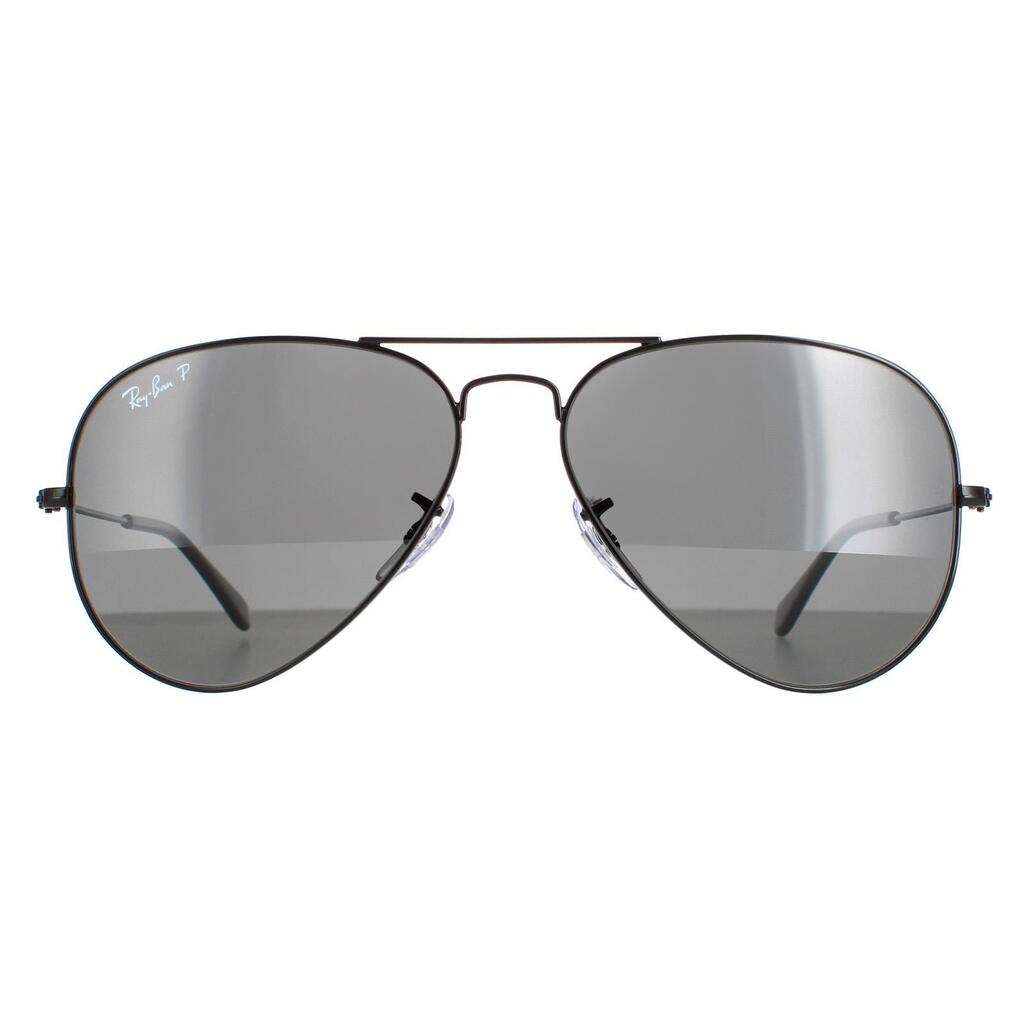 Ray-Ban Aviator Unisex Polished Black Black Polarized Sunglasses