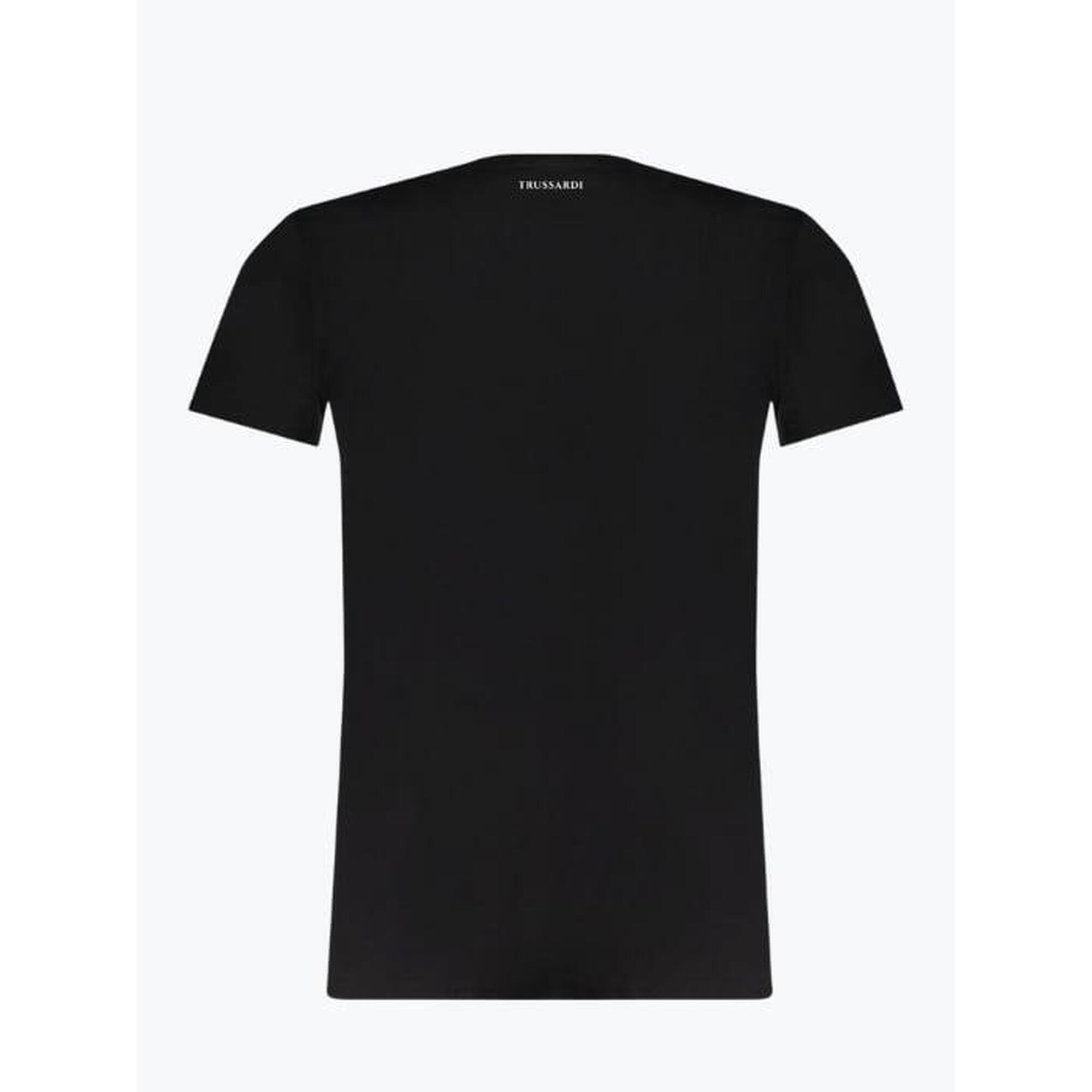 Tricou barbati din bumbac cu decolteu la baza gatului, Negru