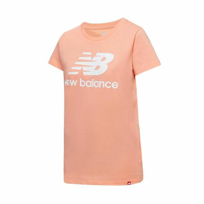 Camiseta de Manga Corta Mujer New Balance Essentials Stacked Rosa