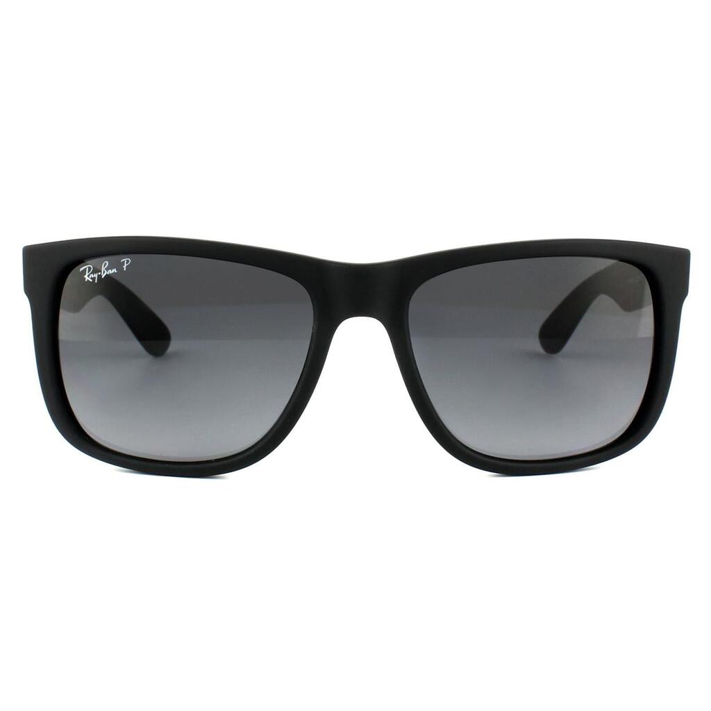 Ray-Ban Rectangle Mens Black Rubber Grey Gradient Polarized Sunglasses