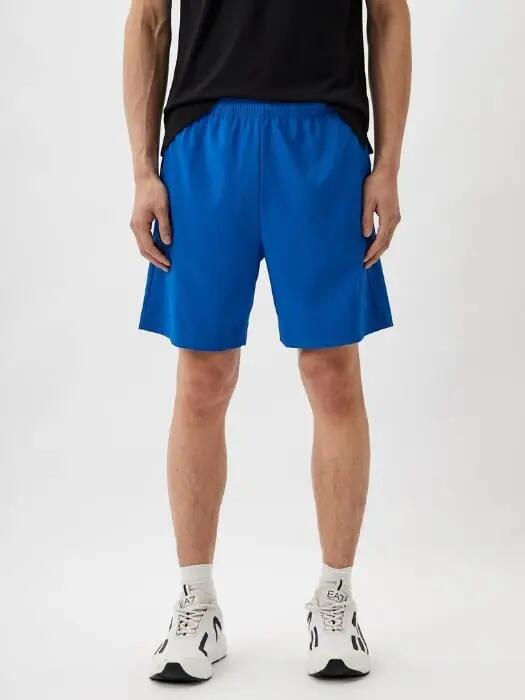 Pantaloni scurti barbati cu croiala Regular fit si imprimeu cu logo, Albastru 1/4