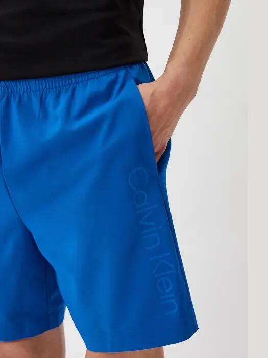Pantaloni scurti barbati cu croiala Regular fit si imprimeu cu logo, Albastru 3/4