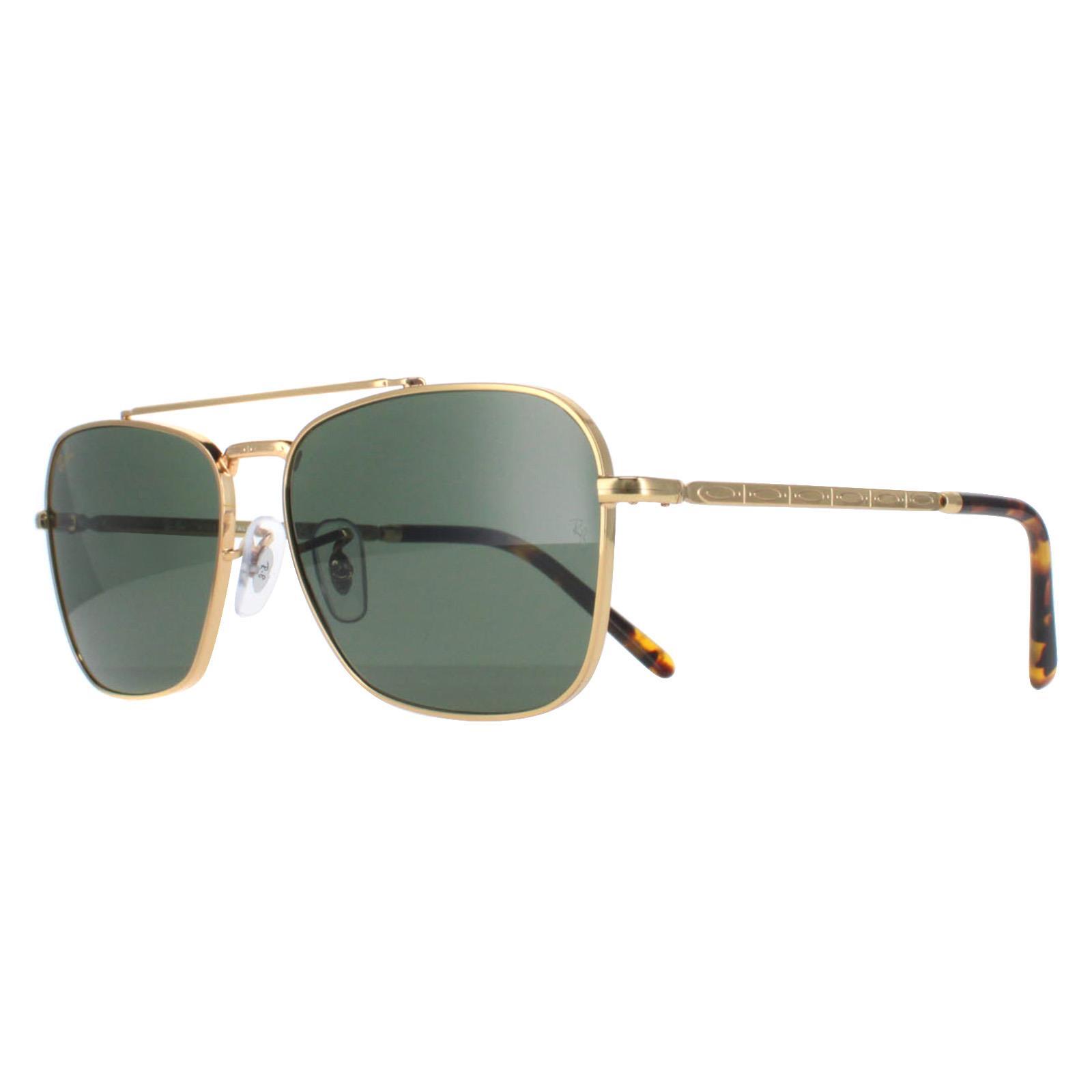 Ray-Ban Square Unisex Gold Green RB3636 New Caravan 2/4