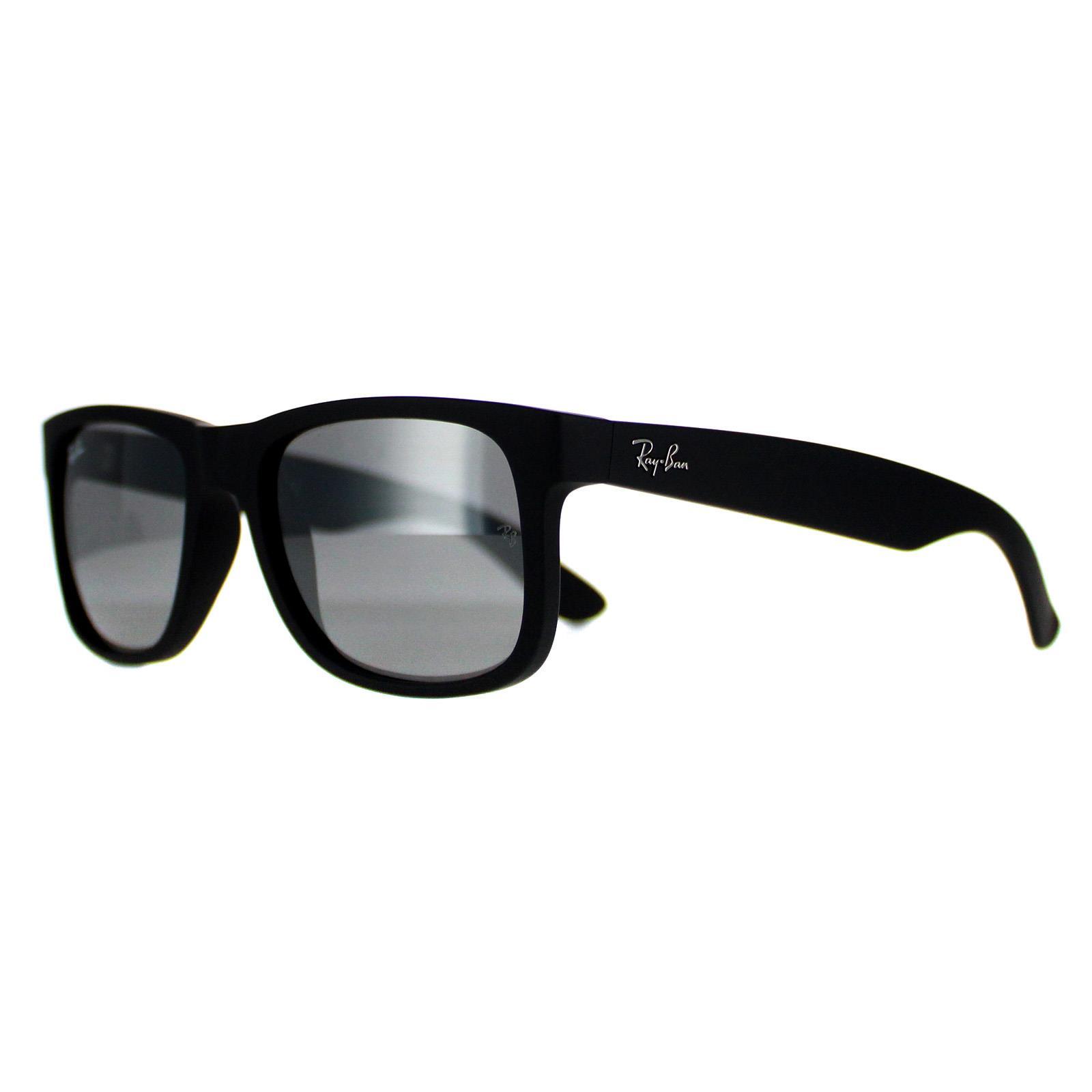 Ray-Ban Rectangle Mens Rubber Black Grey Mirror Sunglasses 2/4