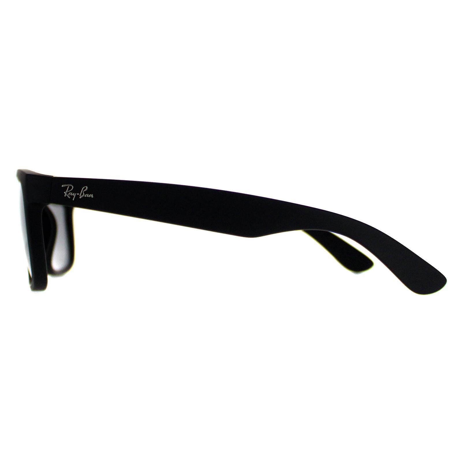 Ray-Ban Rectangle Mens Rubber Black Grey Mirror Sunglasses 3/4