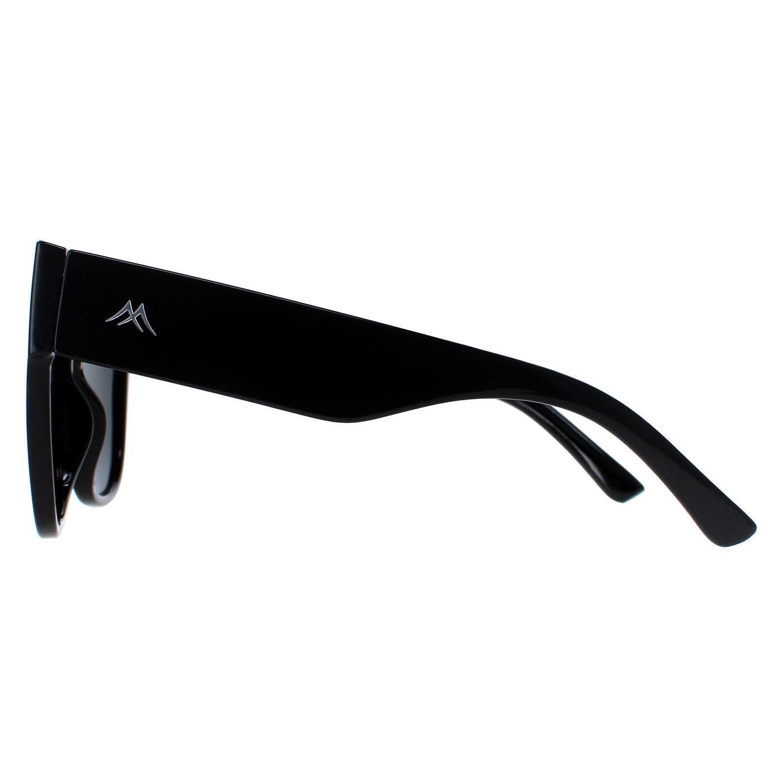 Montana Square Womens Shiny Black Smoke Polarized Sunglasses 3/4