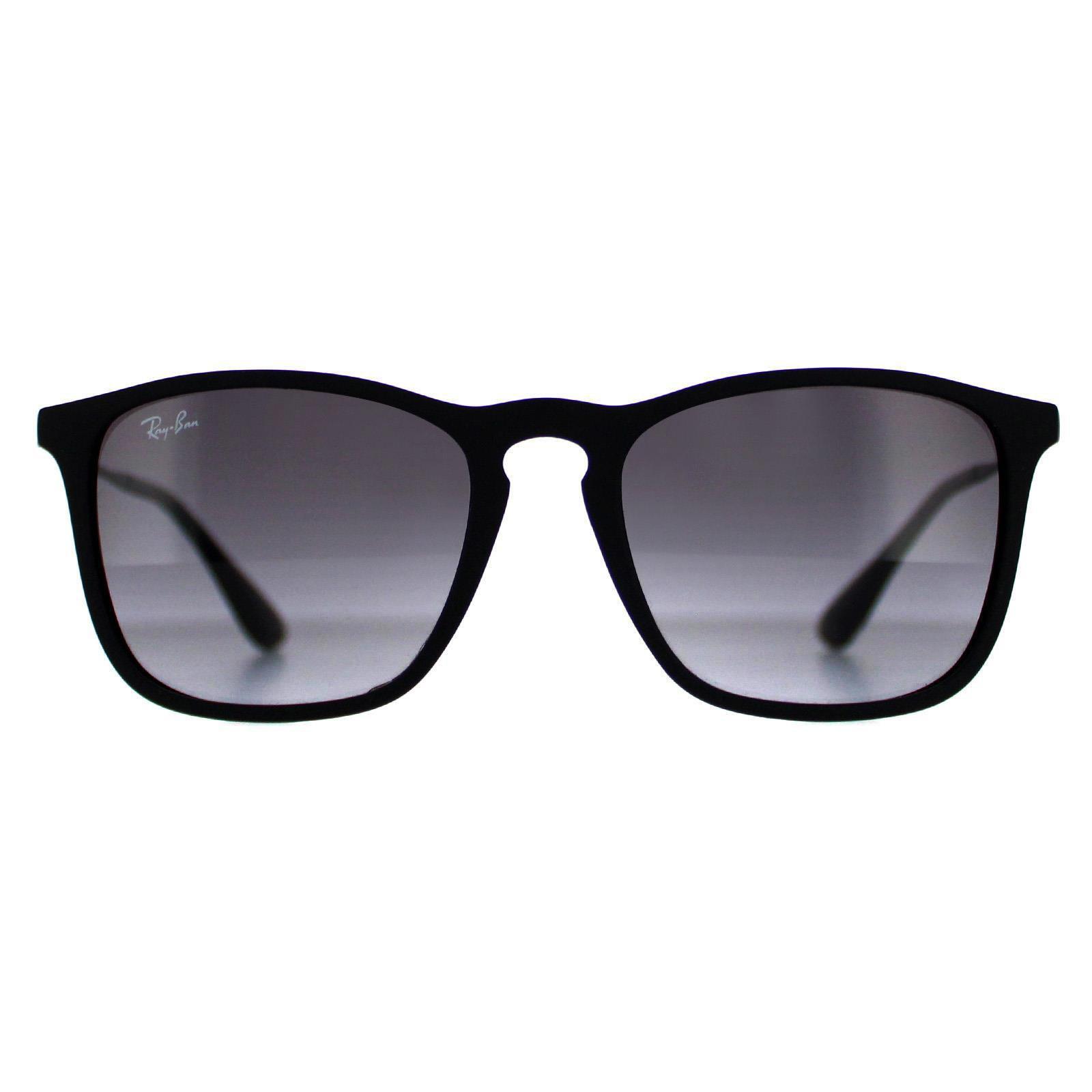 RAY-BAN Ray-Ban Round Mens Rubber Black Gradient Grey Sunglasses