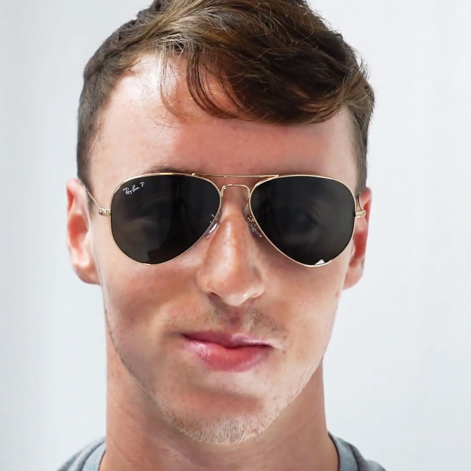 Ray-Ban Aviator Unisex Gold Green Flash Mirror Sunglasses 3/4