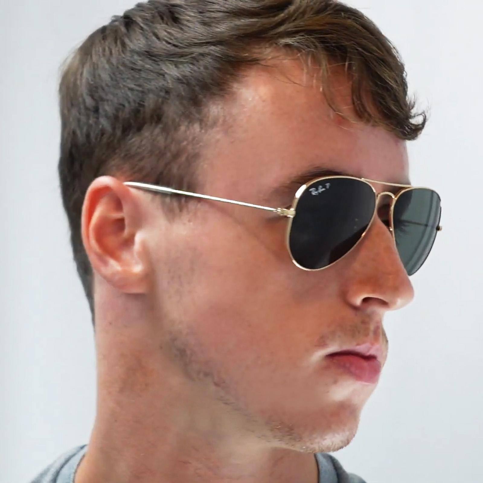 Ray-Ban Aviator Unisex Gold Green Flash Mirror Sunglasses 4/4