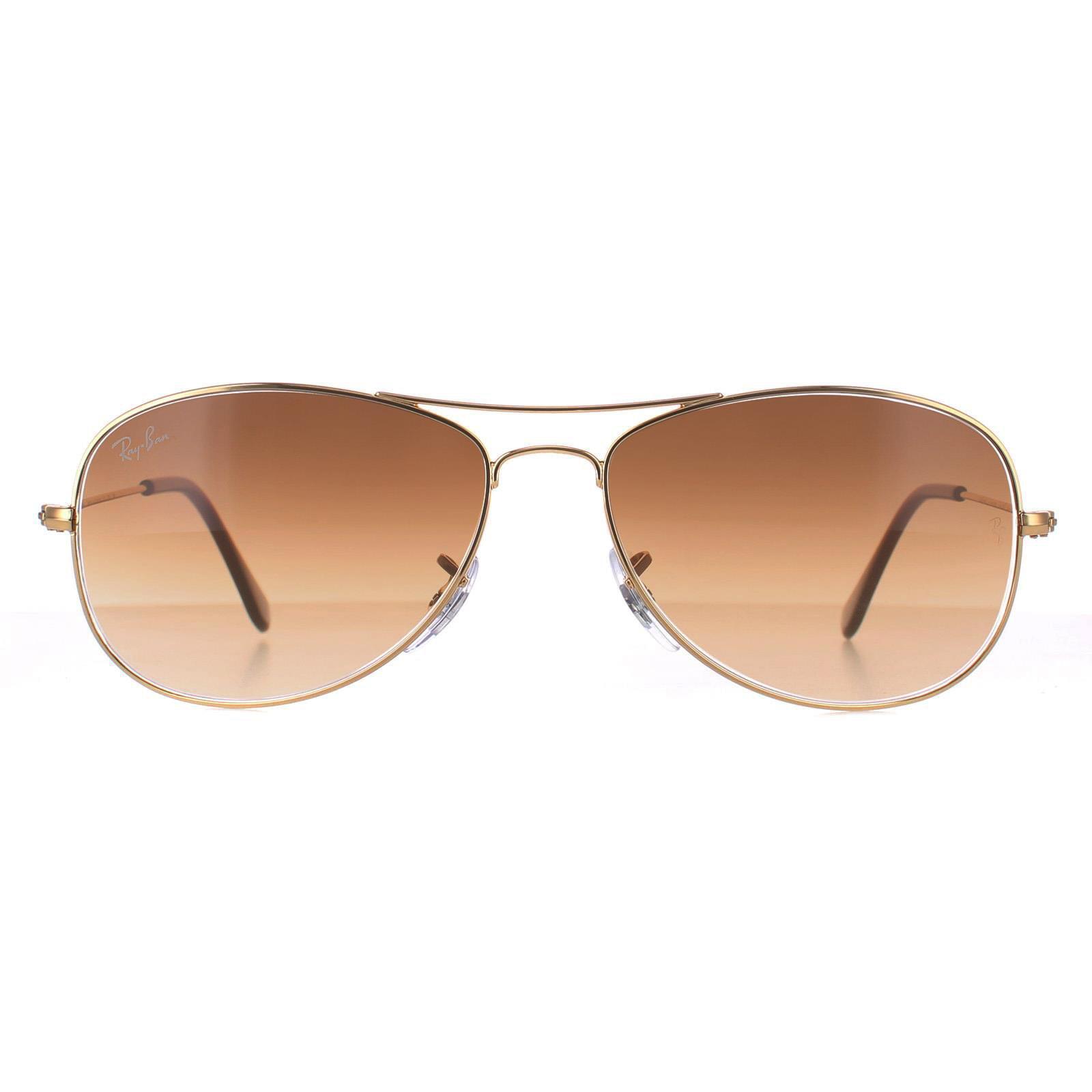 Ray-Ban Aviator Unisex Gold Brown Gradient Sunglasses 1/4