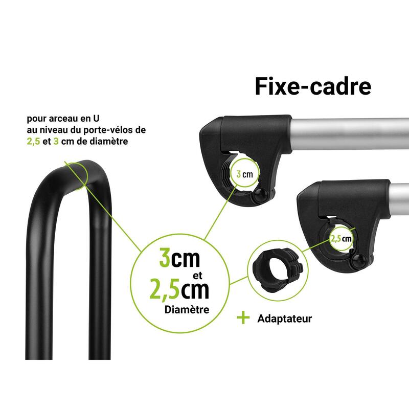 PORTE-VÉLO EUFAB: FIXE-CADRE À STRAP INCLINABLE AMOVIBLE Ø 25 + 30 MM ET ANTIVOL