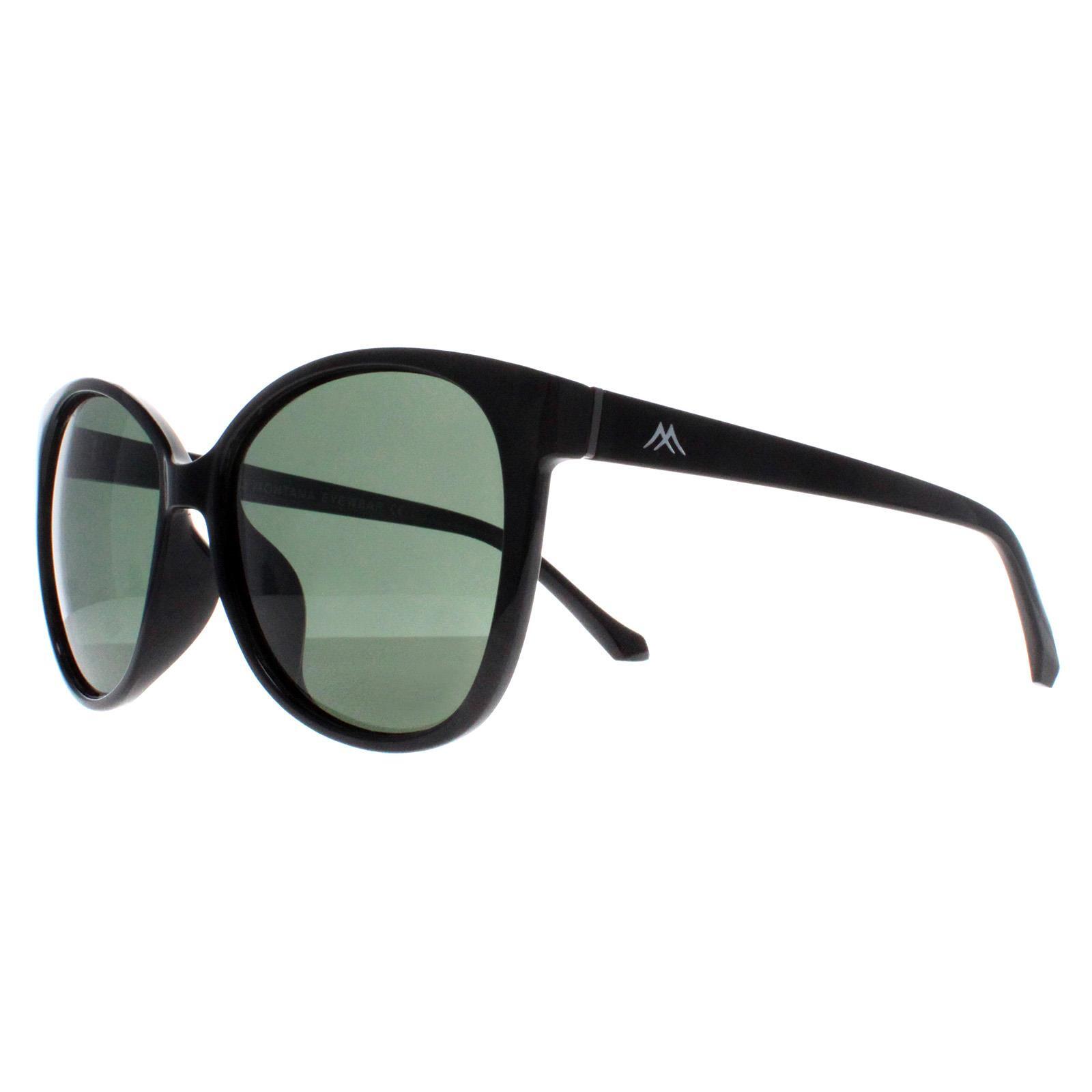 Montana Cat Eye Womens Shiny Black G15 Green Polarized MP74 2/4