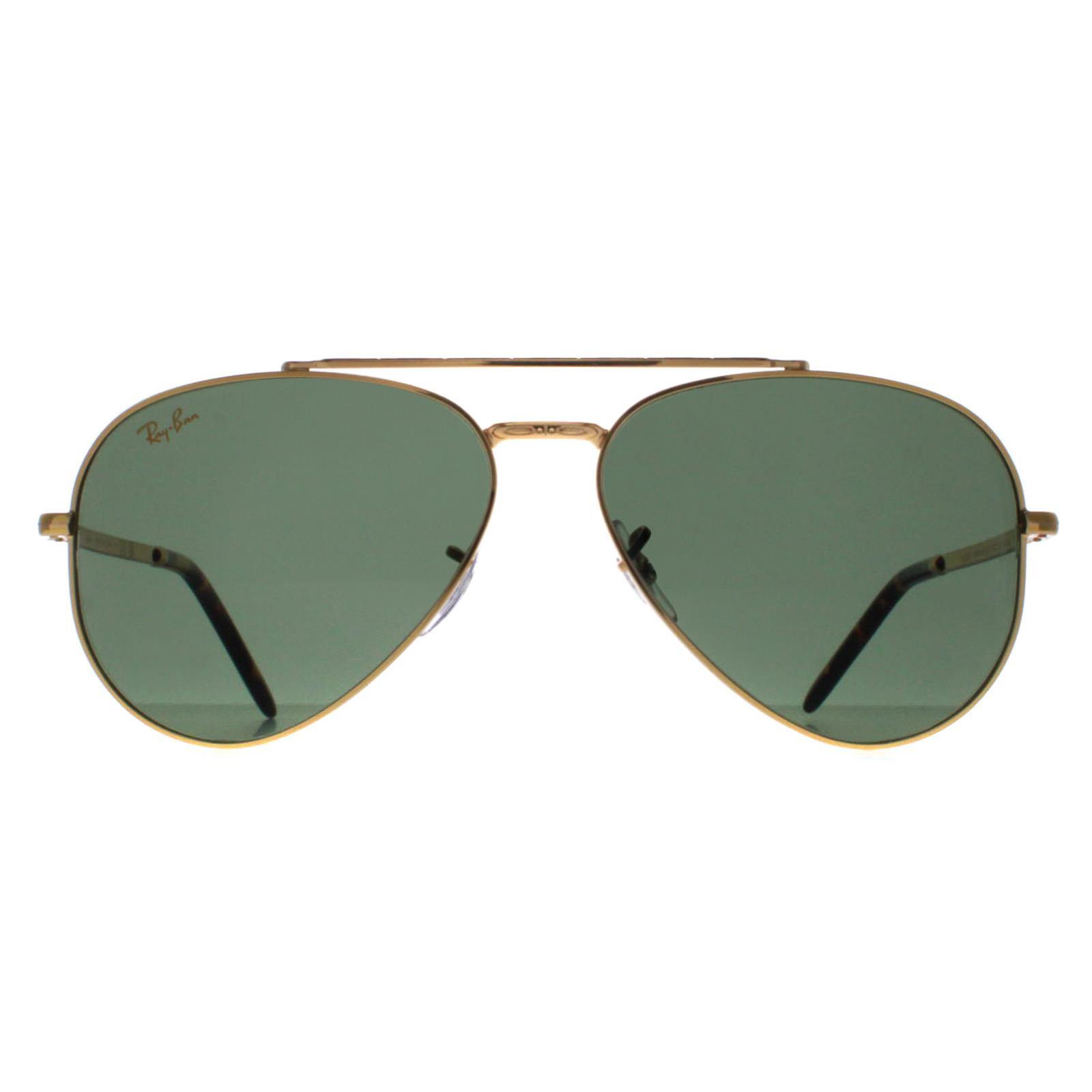 Ray-Ban Aviator Unisex Polished Gold Green RB3625 New Aviator 1/4