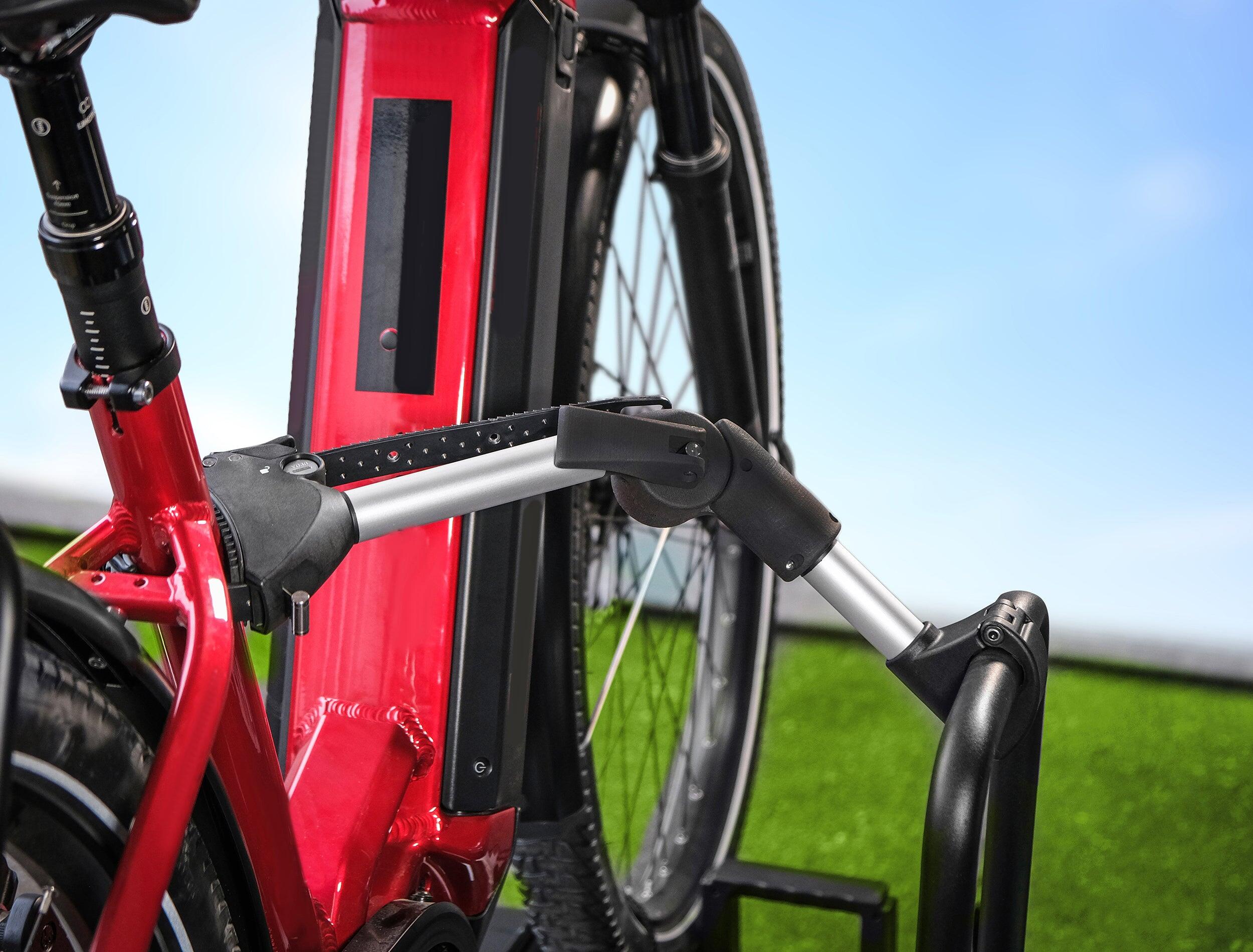 PORTE-VÉLO EUFAB: FIXE-CADRE À STRAP INCLINABLE AMOVIBLE Ø 25 + 30 MM ET ANTIVOL 4/7