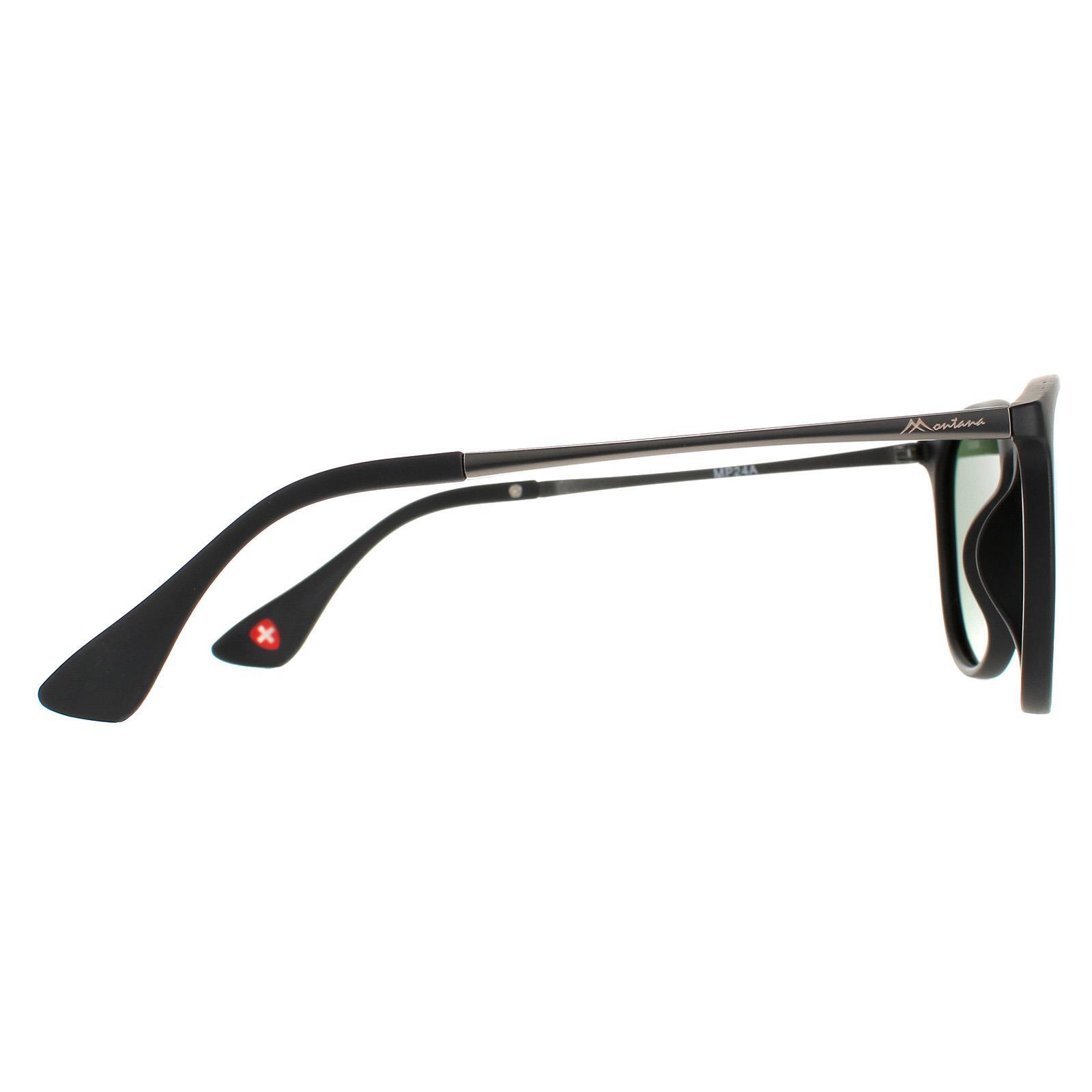 Montana Oval Unisex Matte Black Green Polarized Sunglasses 4/4