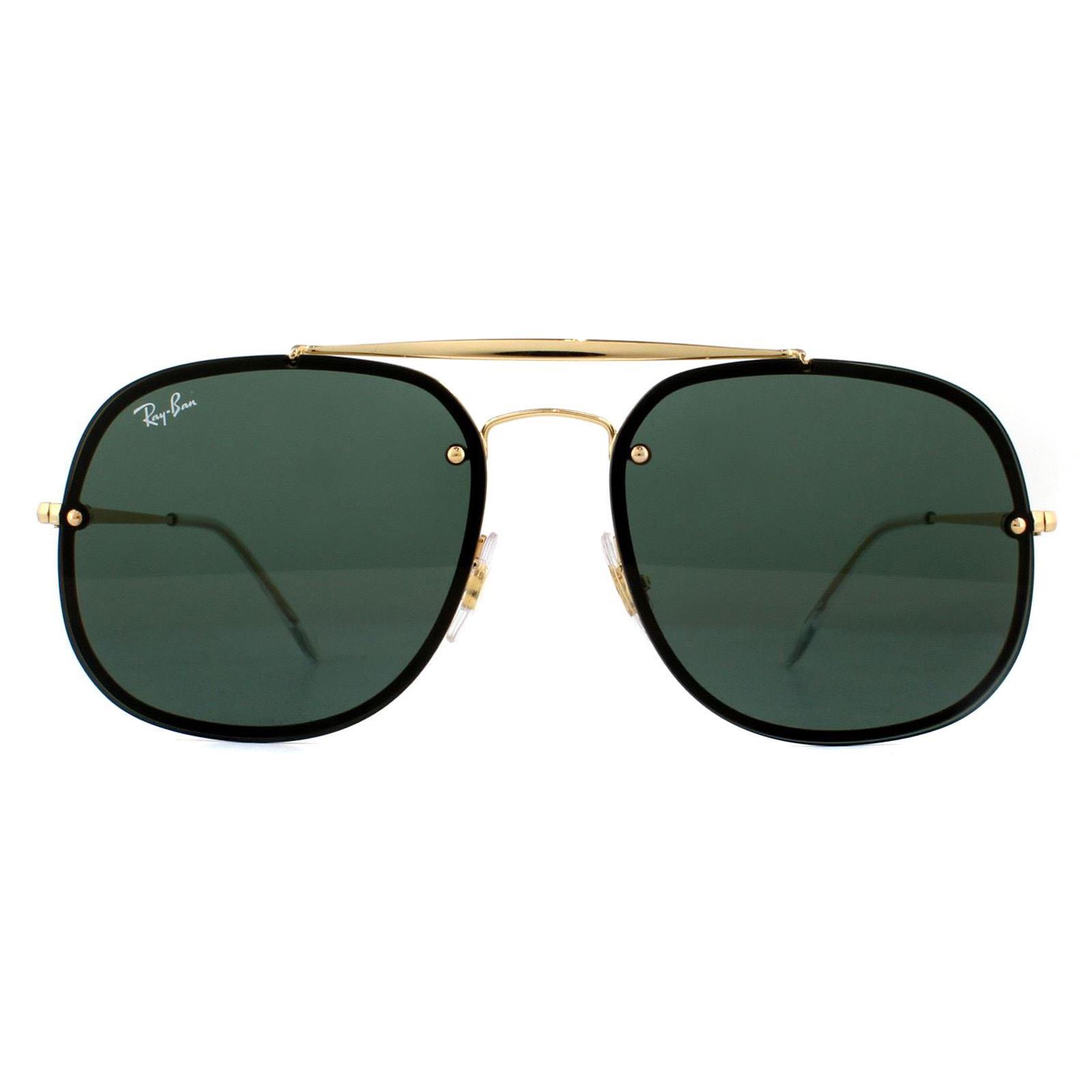 Ray-Ban Square Unisex Gold Dark Green Sunglasses 1/4