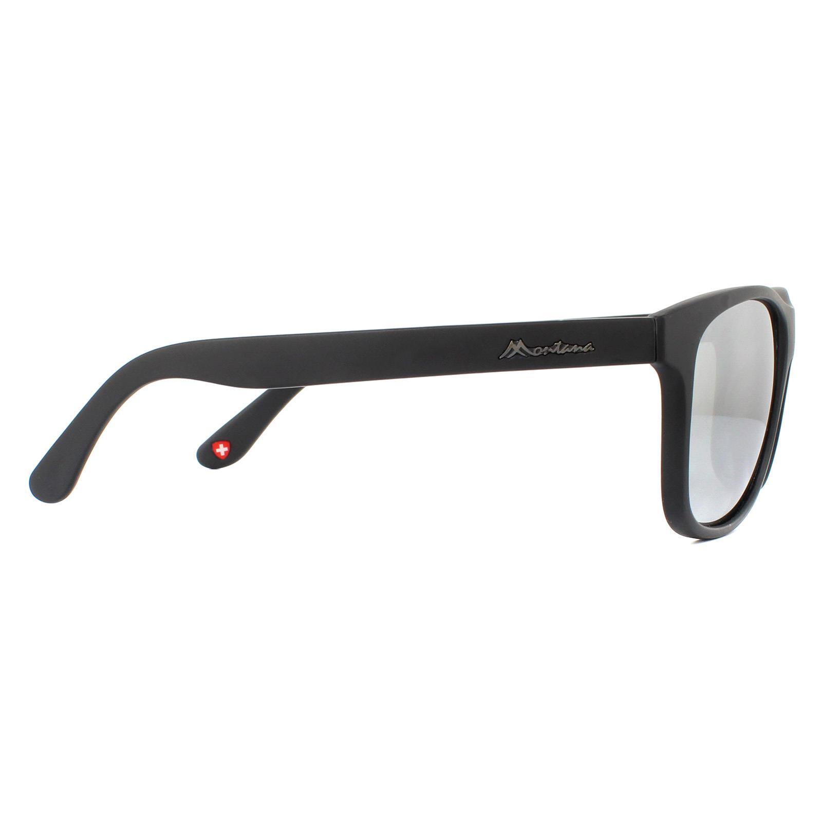 Montana Rectangle Unisex Black Revo Silver Mirror Sunglasses 4/4