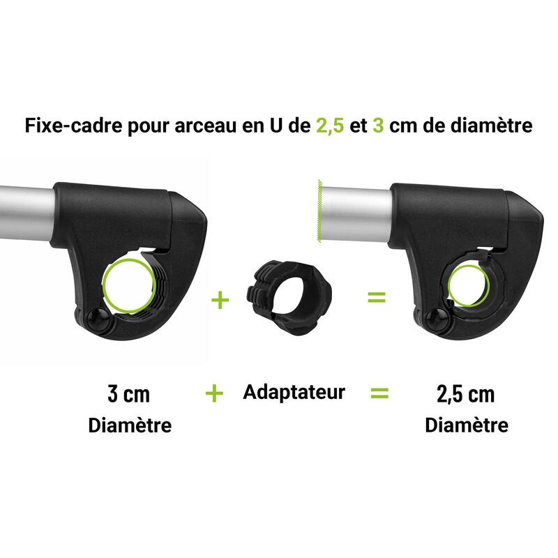 PORTE-VÉLO EUFAB: FIXE-CADRE À STRAP INCLINABLE AMOVIBLE Ø 25 + 30 MM ET ANTIVOL