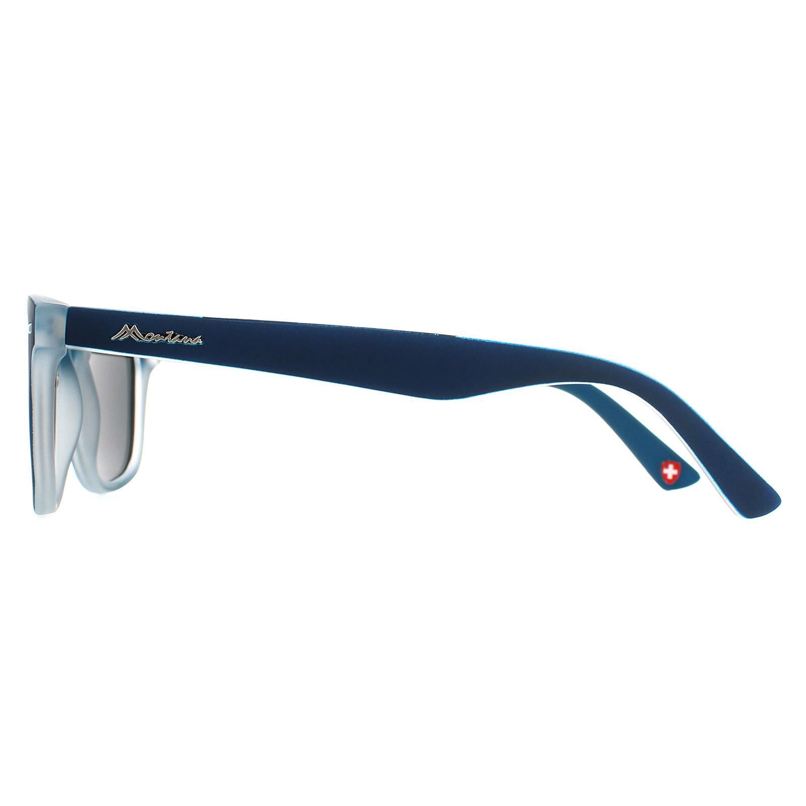 Montana Square Unisex Navy Blue Rubbertouch Grey Polarized Sunglasses 3/4