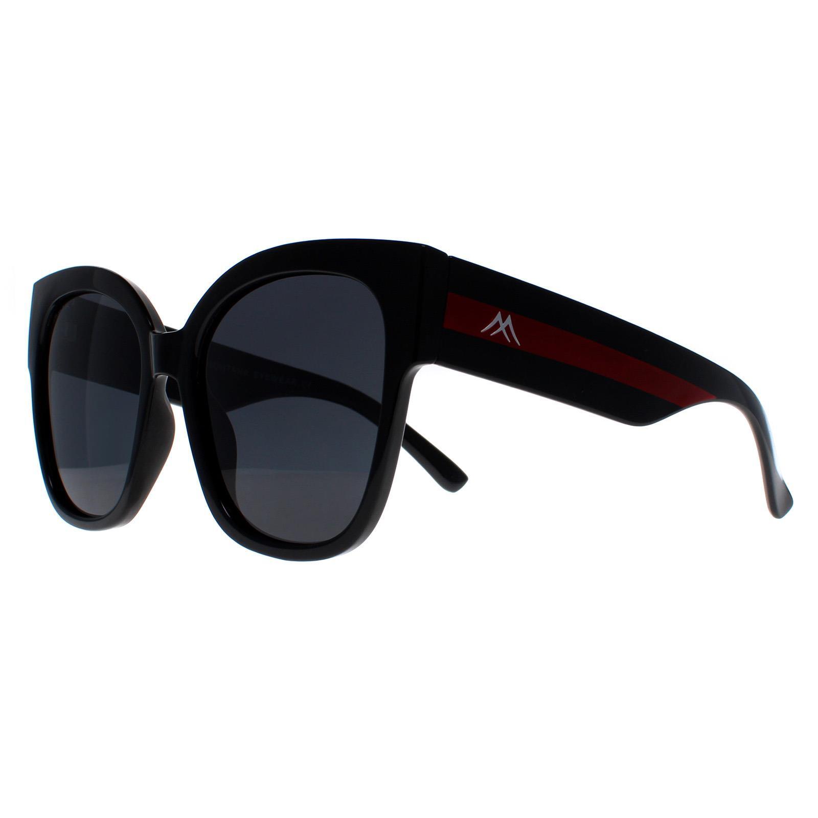 Montana Square Womens Shiny Black Red Grey Polarized MP73 2/4