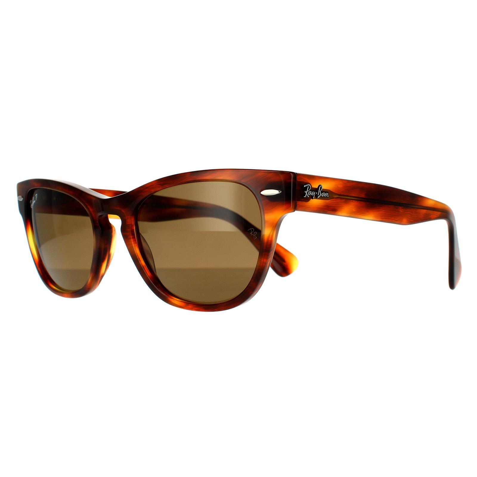 Ray-Ban Rectangle Unisex Striped Havana Brown Polarized Sunglasses 2/4