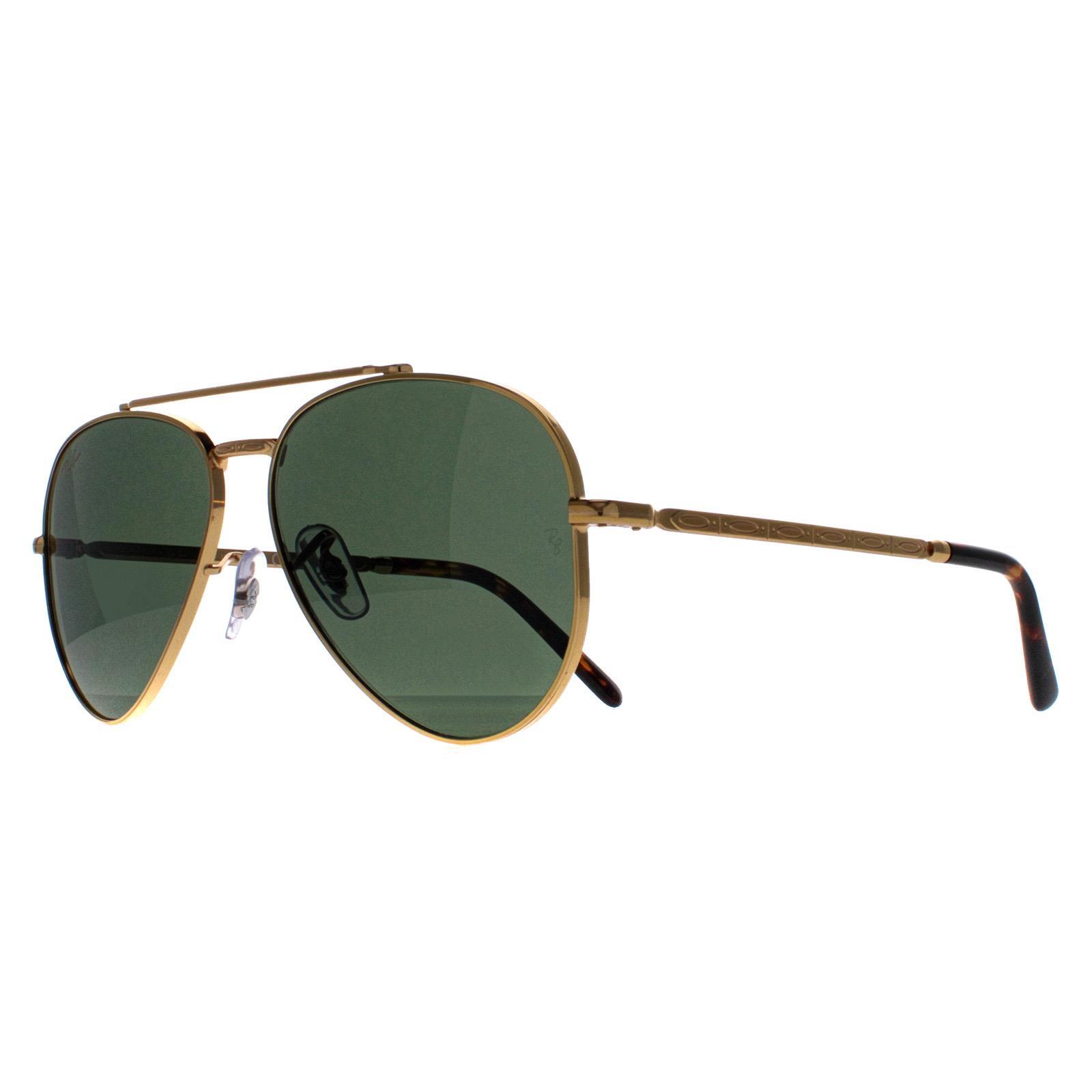 Ray-Ban Aviator Unisex Polished Gold Green RB3625 New Aviator 2/4