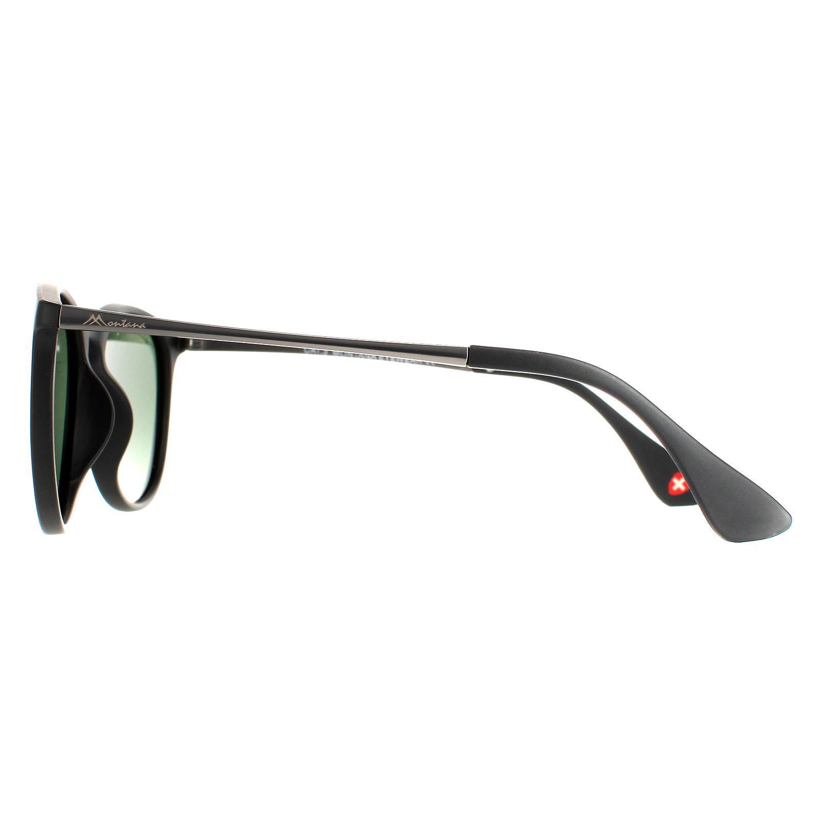 Montana Oval Unisex Matte Black Green Polarized Sunglasses 3/4