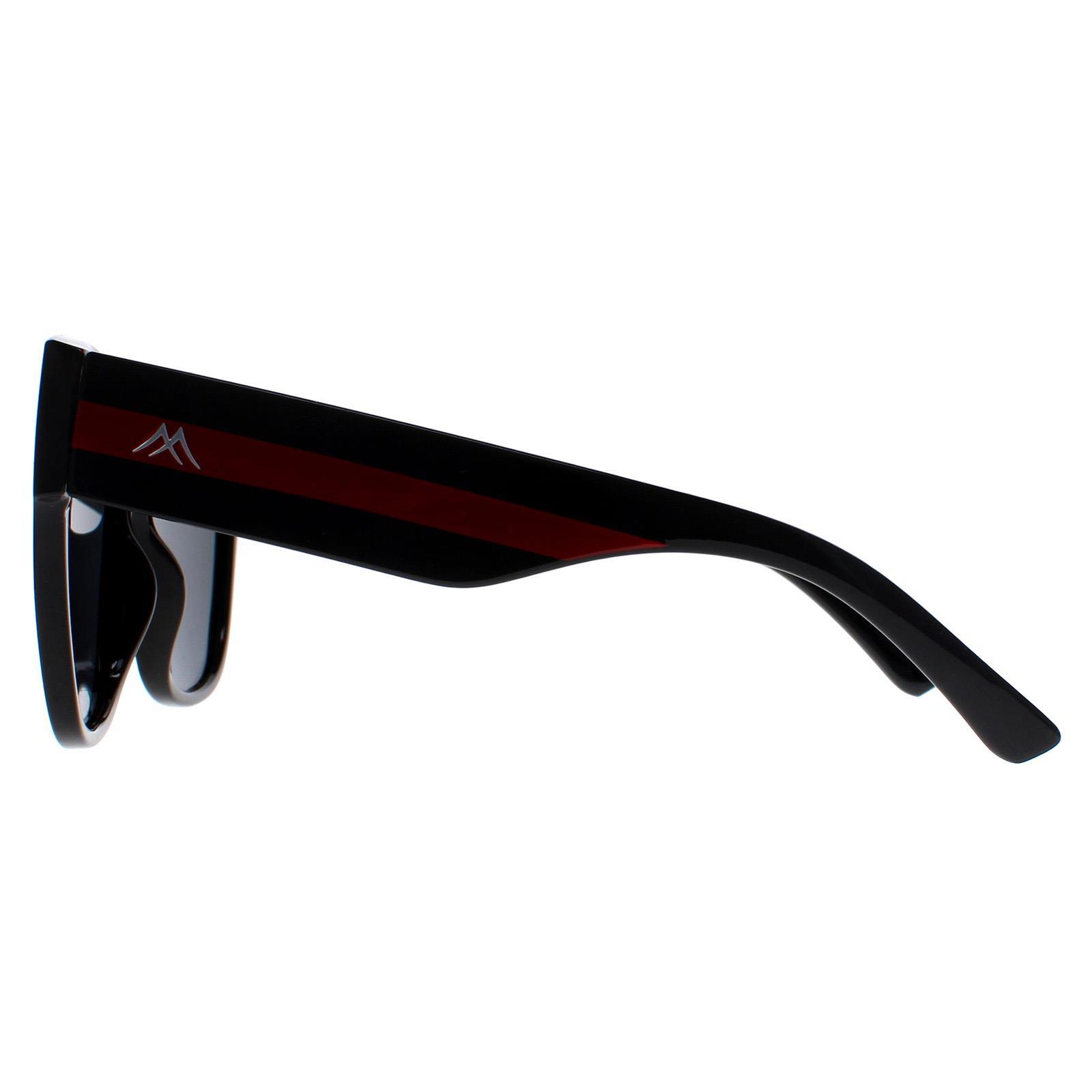 Montana Square Womens Shiny Black Red Grey Polarized MP73 3/4