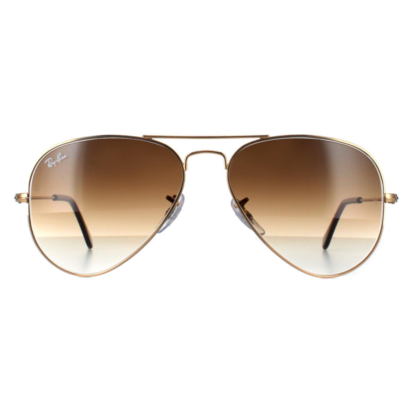 Ray-Ban Aviator Mens Gold Brown Gradient Sunglasses 1/4