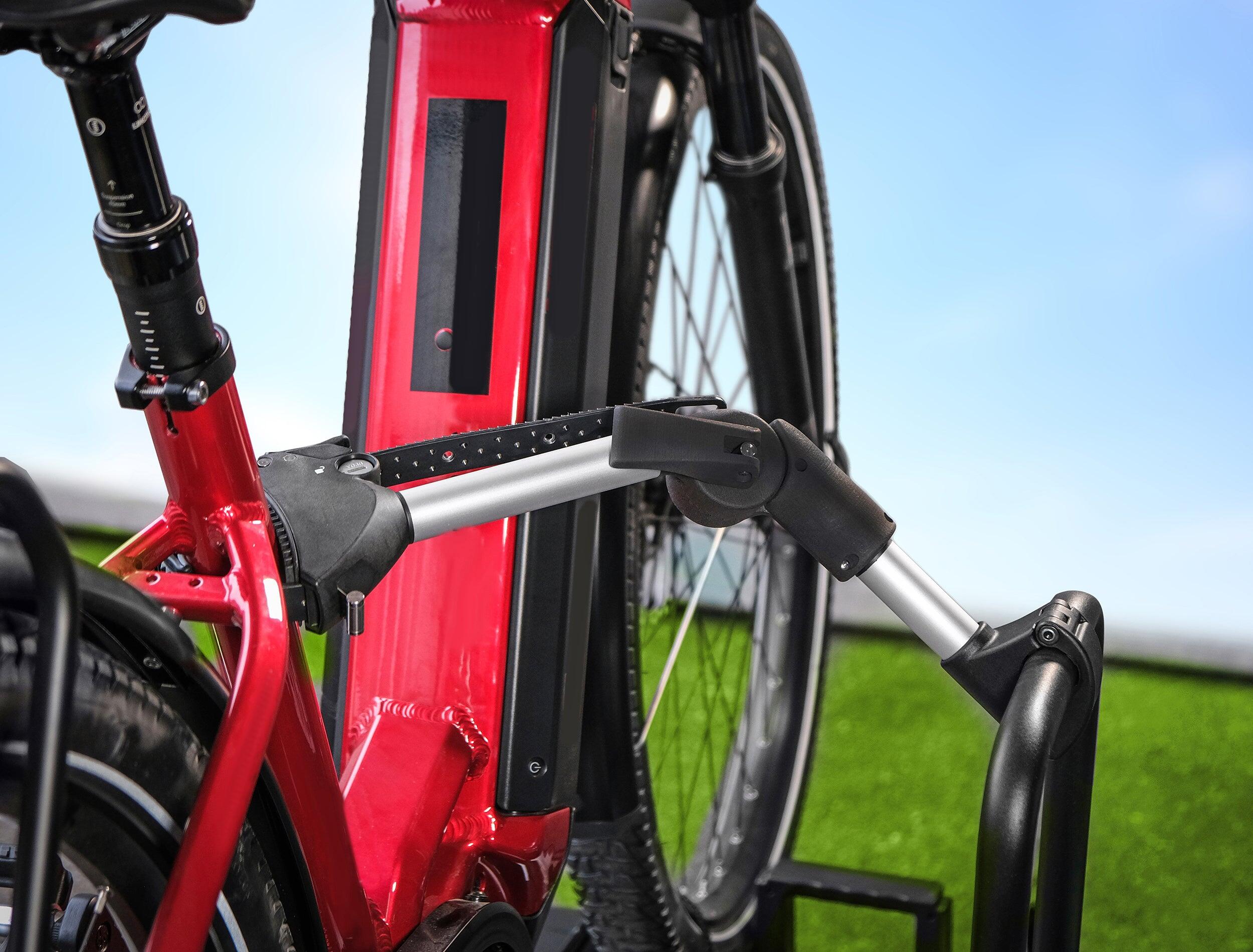 PORTE-VÉLO EUFAB: FIXE-CADRE À STRAP INCLINABLE AMOVIBLE Ø 25 + 30 MM ET ANTIVOL 4/7