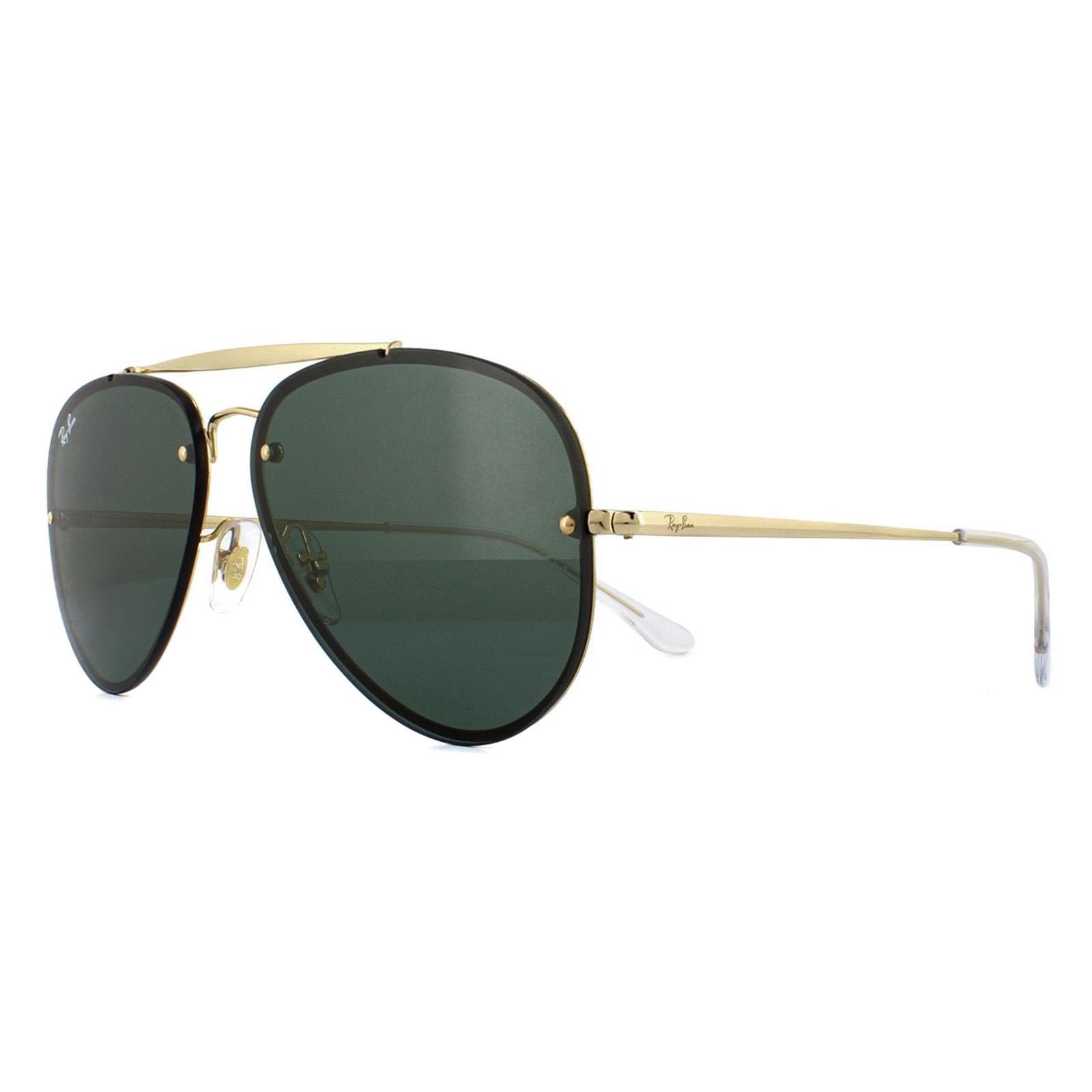 Ray-Ban Square Unisex Gold Dark Green Sunglasses 2/4