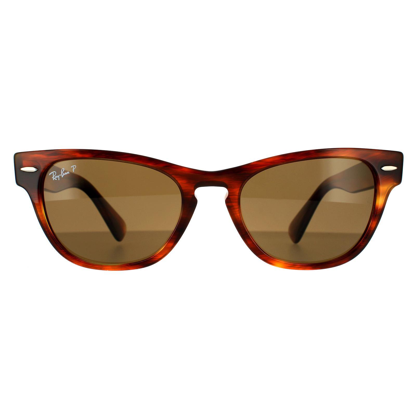 Ray-Ban Rectangle Unisex Striped Havana Brown Polarized Sunglasses 1/4