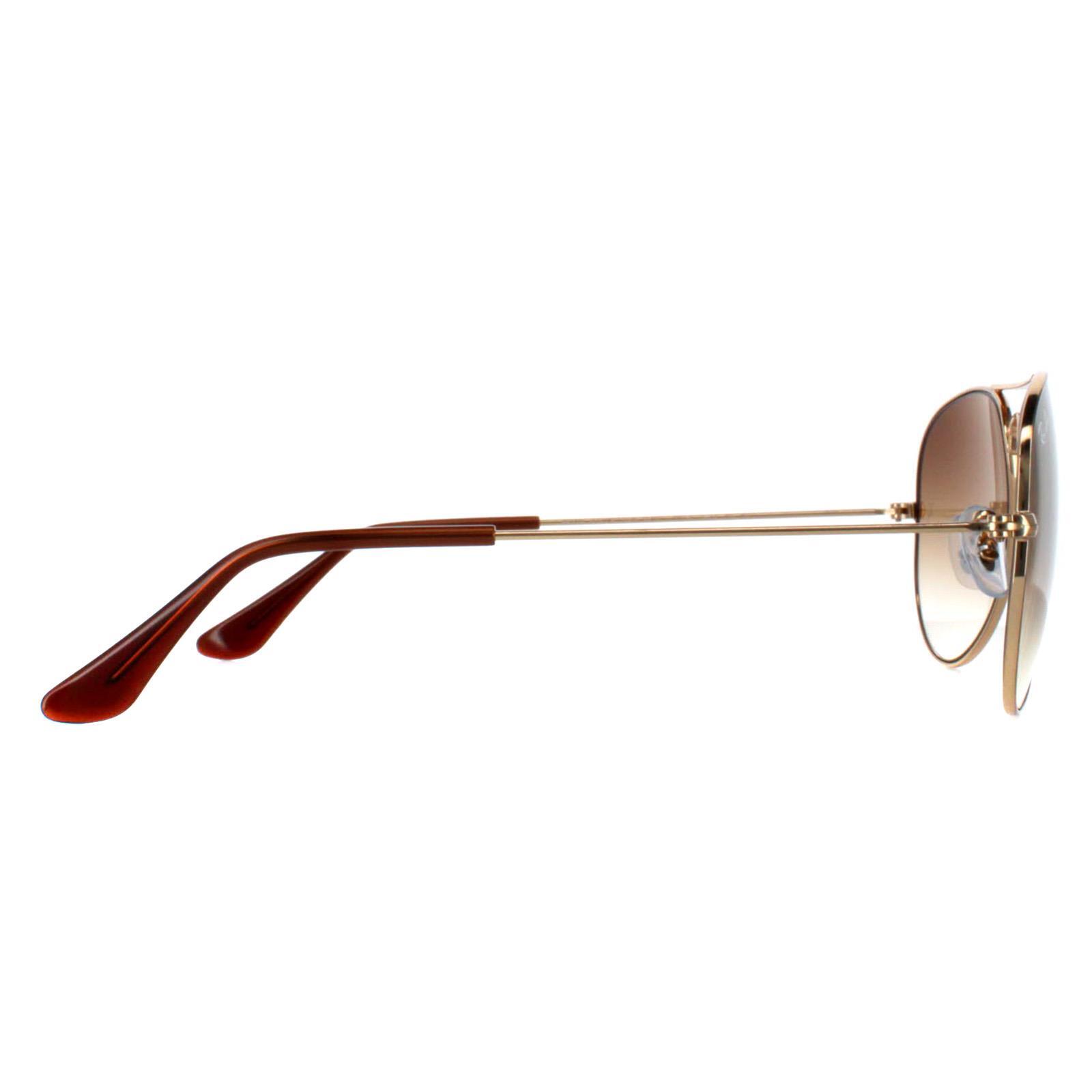 Ray-Ban Aviator Mens Gold Brown Gradient Sunglasses 4/4