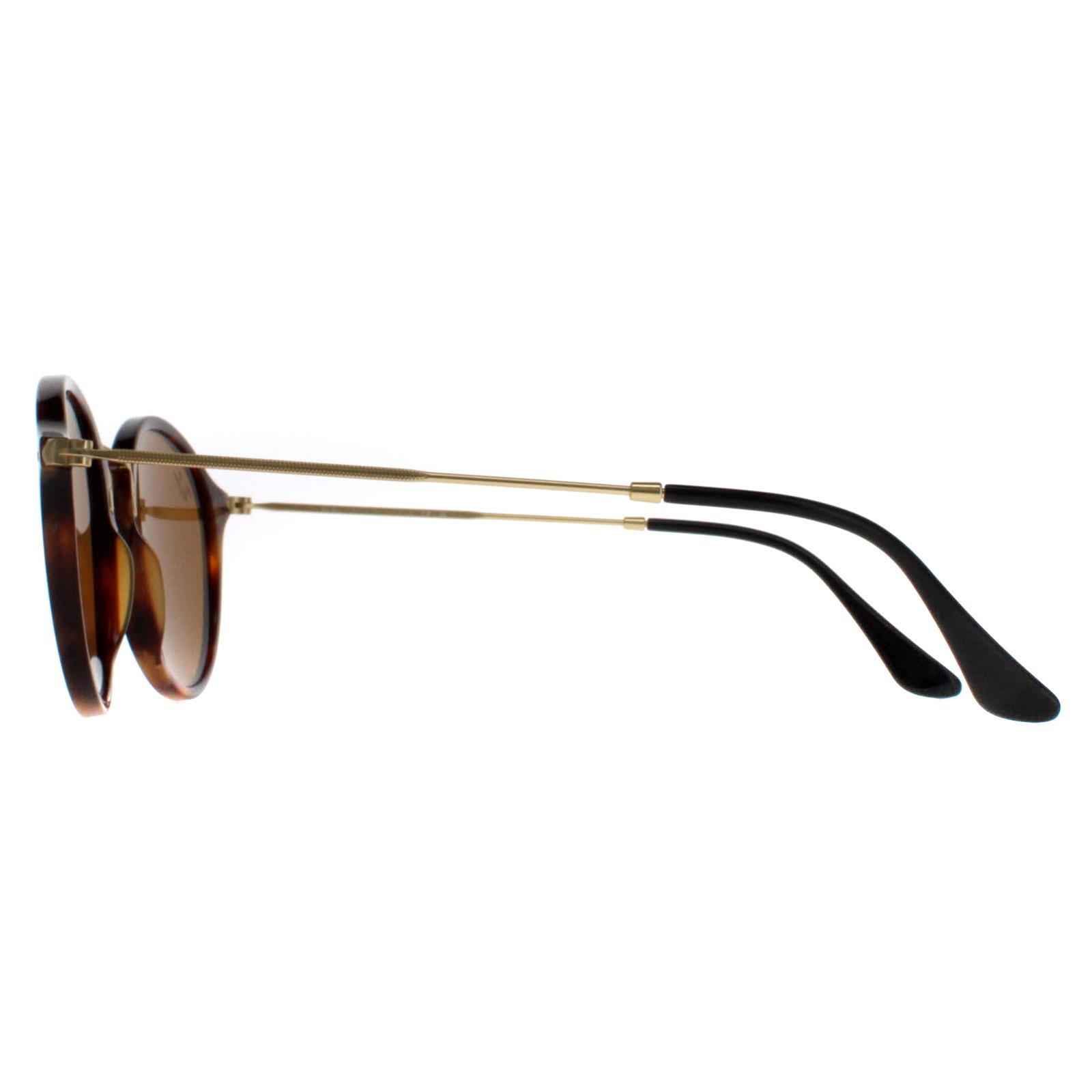 Ray-Ban Round Unisex Tortoise & Gold Brown Sunglasses 3/4