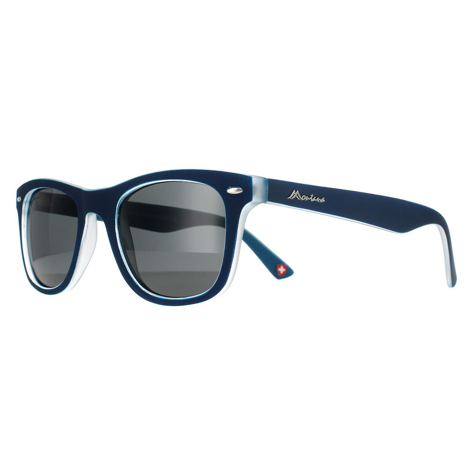 Montana Square Unisex Navy Blue Rubbertouch Grey Polarized Sunglasses 2/4