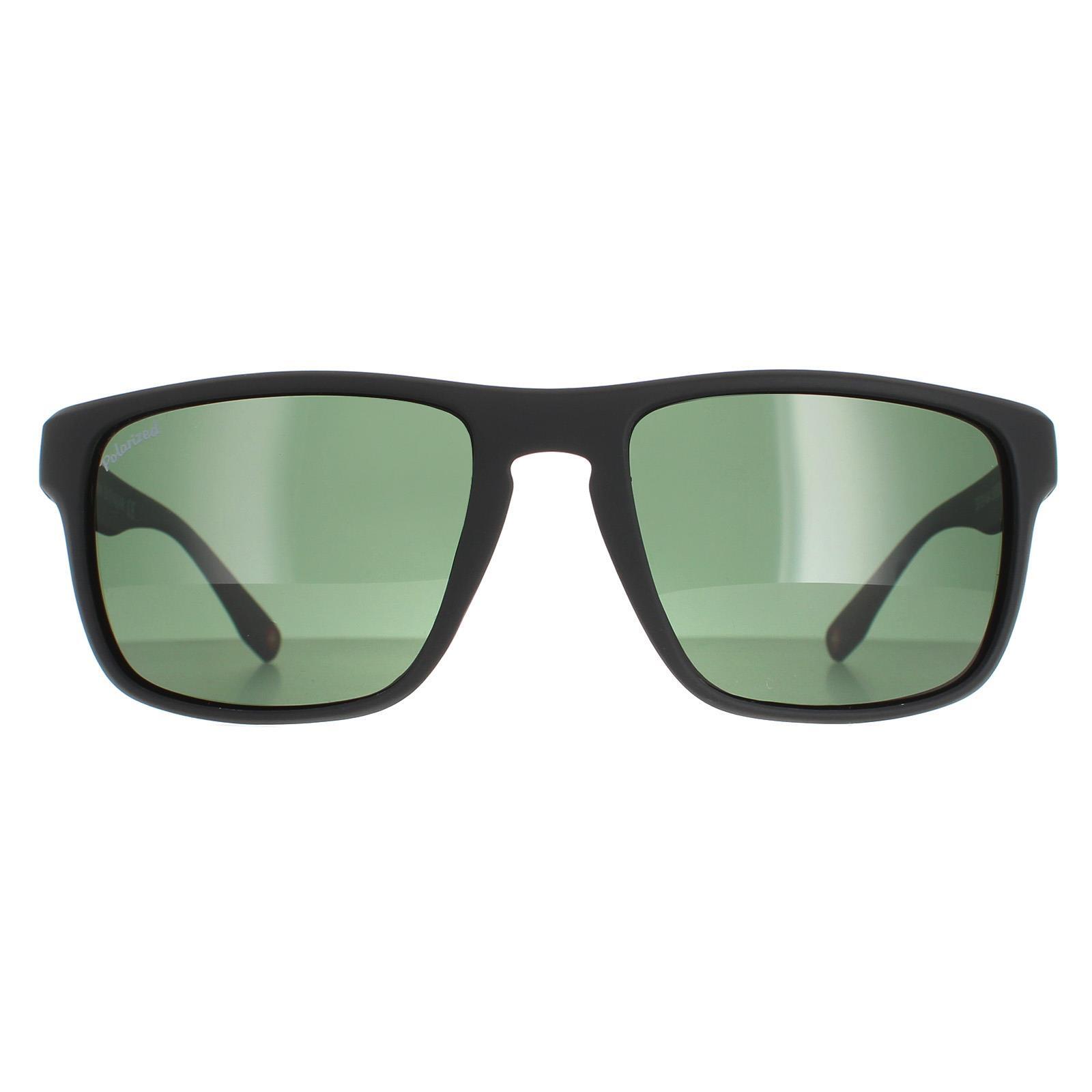 Montana Rectangle Mens Matte Black Green Polarized Sunglasses